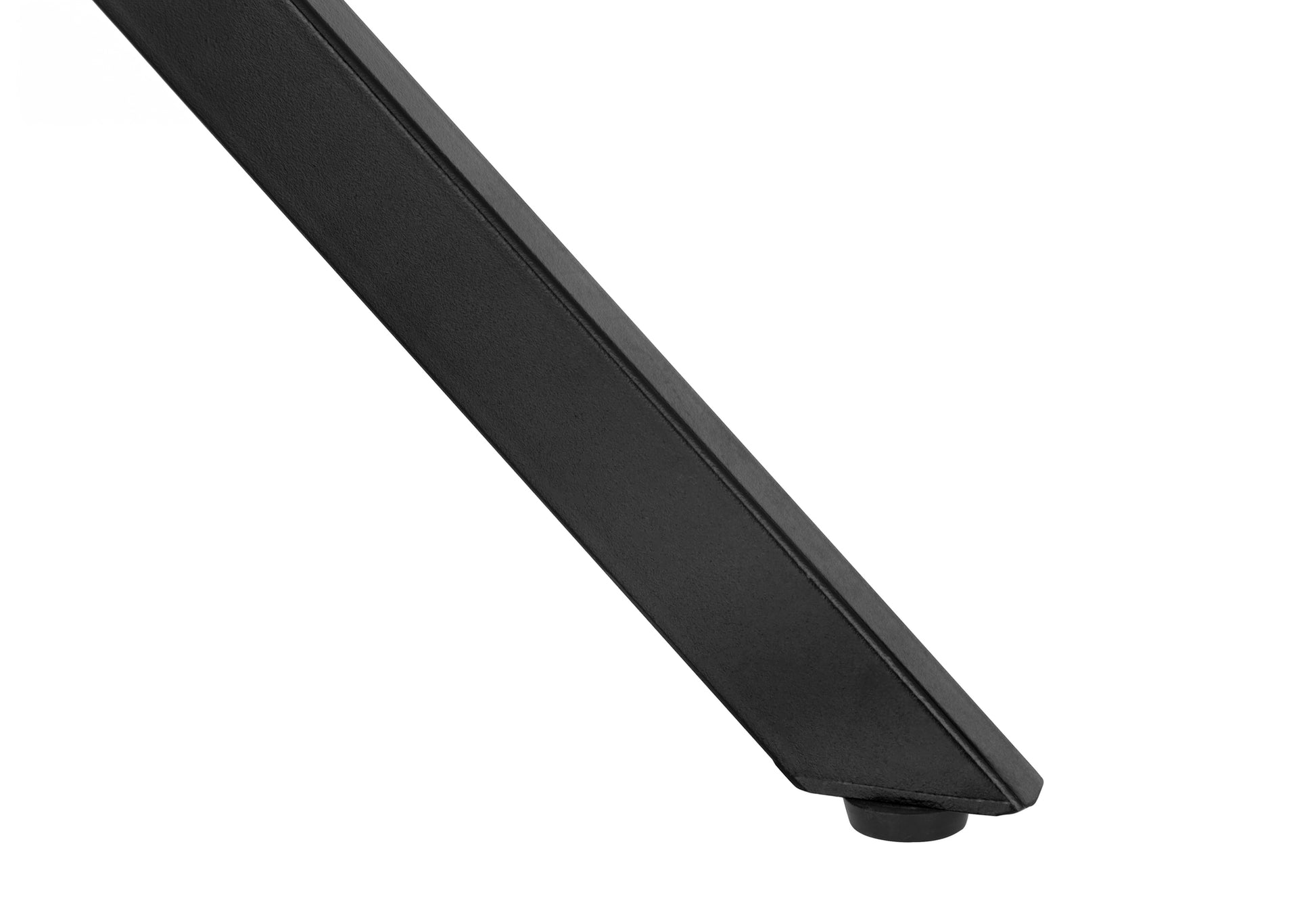 Black metal table leg with protective floor cap