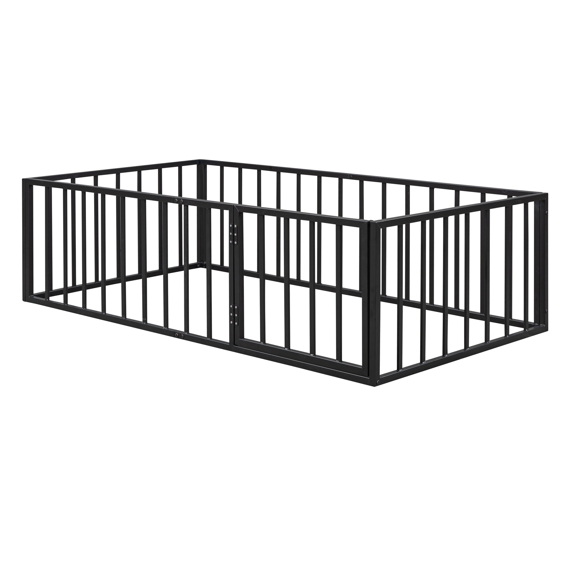 Black metal dog playpen with double door and secure latch