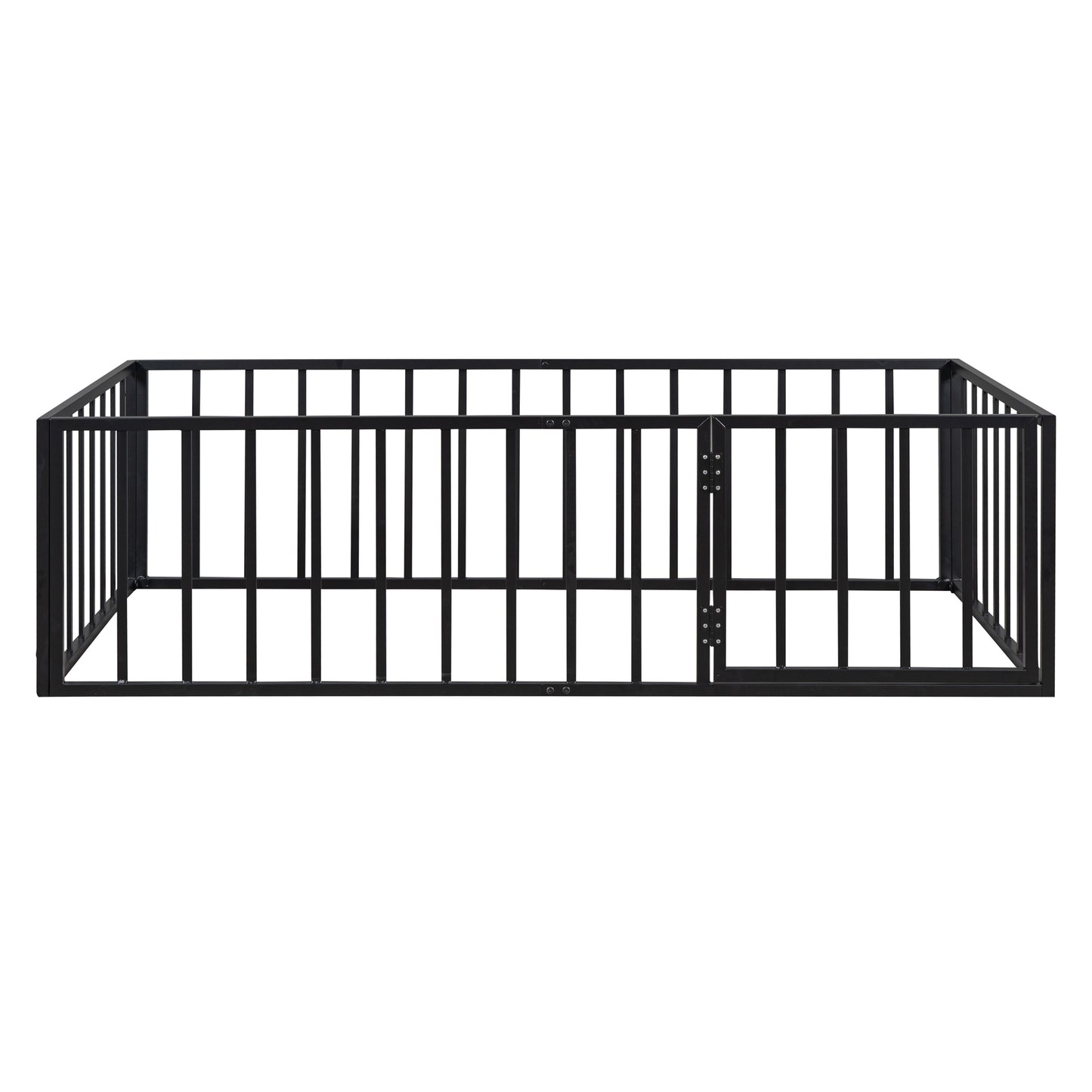 Black metal pet playpen with hinged gate for small animals