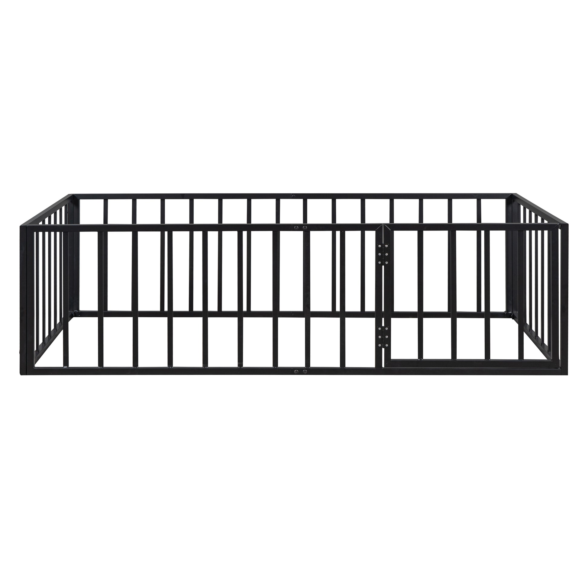 Black metal pet playpen with hinged gate for small animals
