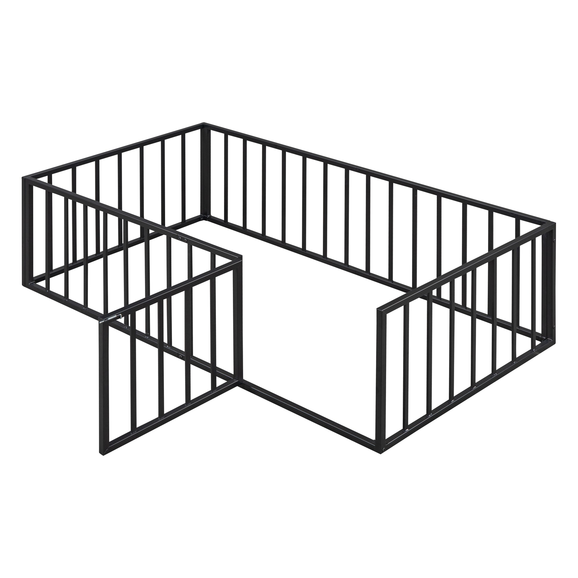 Black metal playpen with adjustable configurations for pets