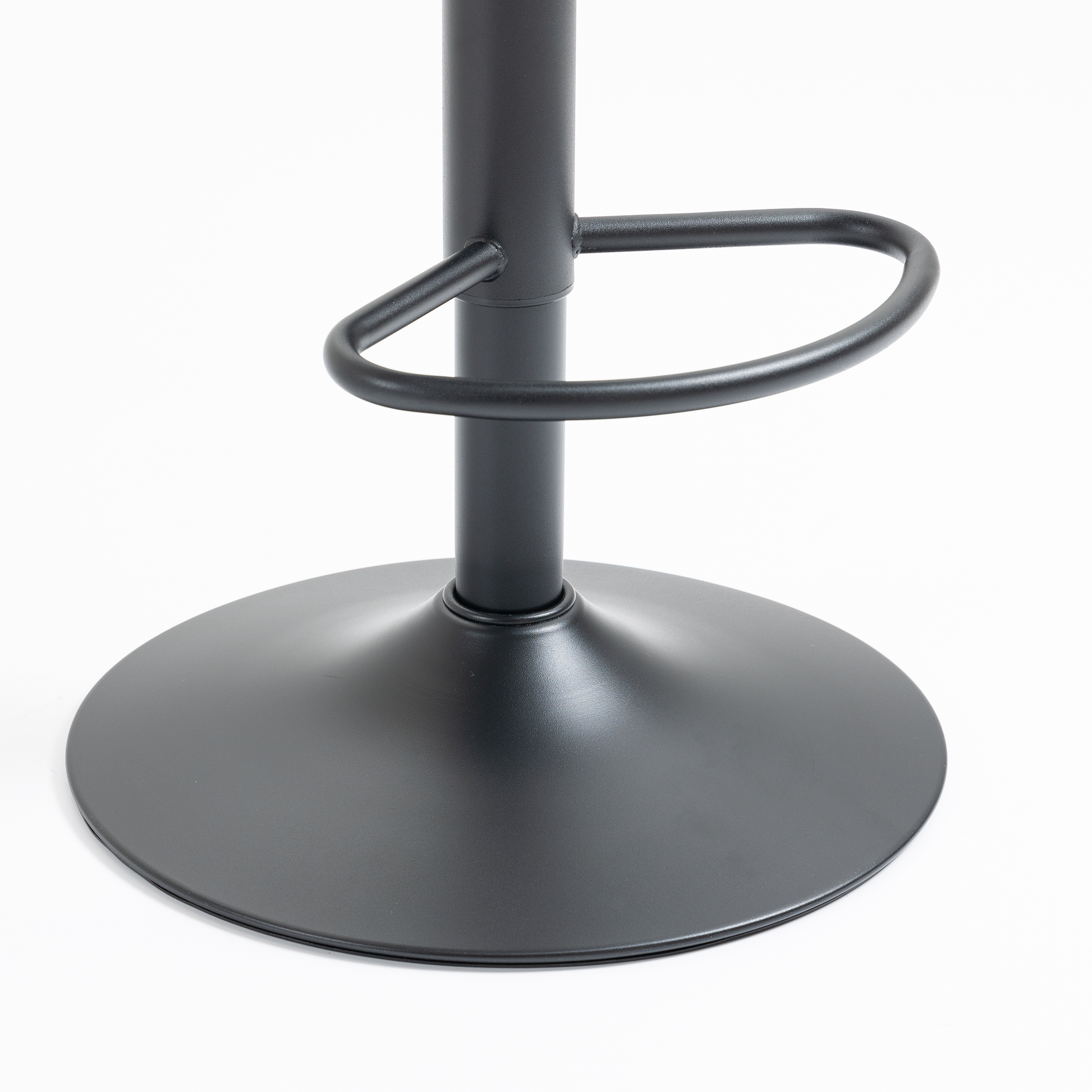 Black metal bar stool base with footrest ring