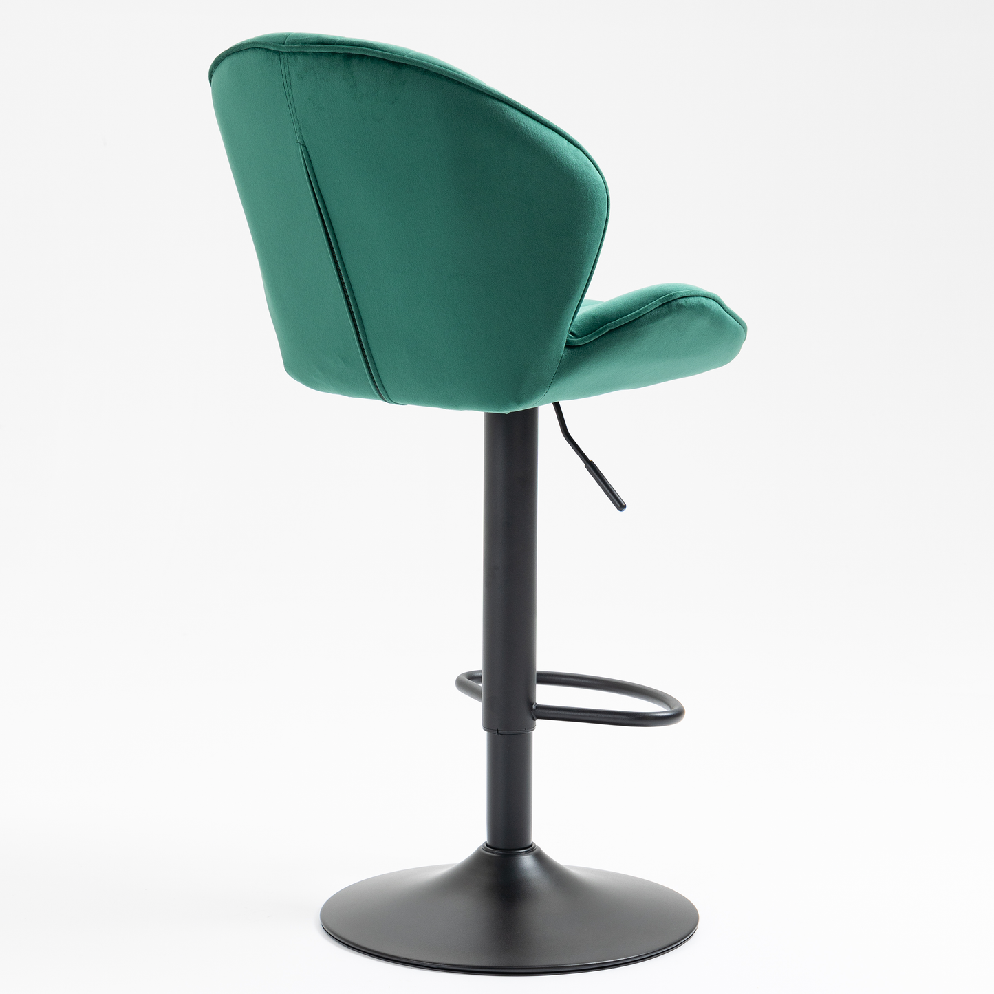 Emerald green velvet bar stool with adjustable height