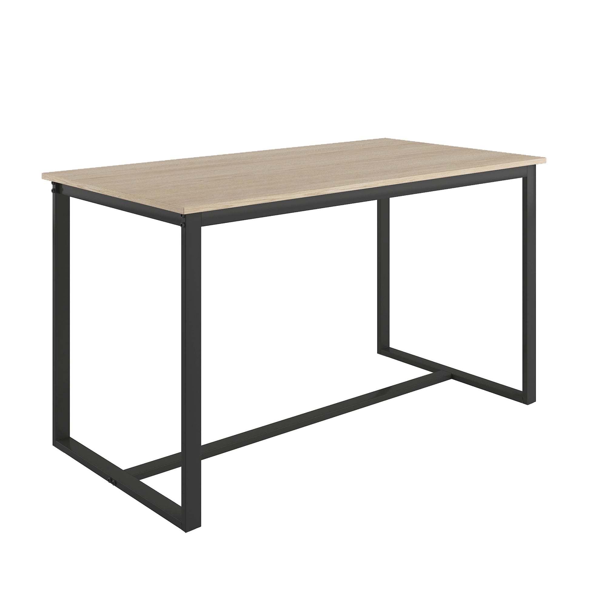 Modern oak wood high table with black metal frame