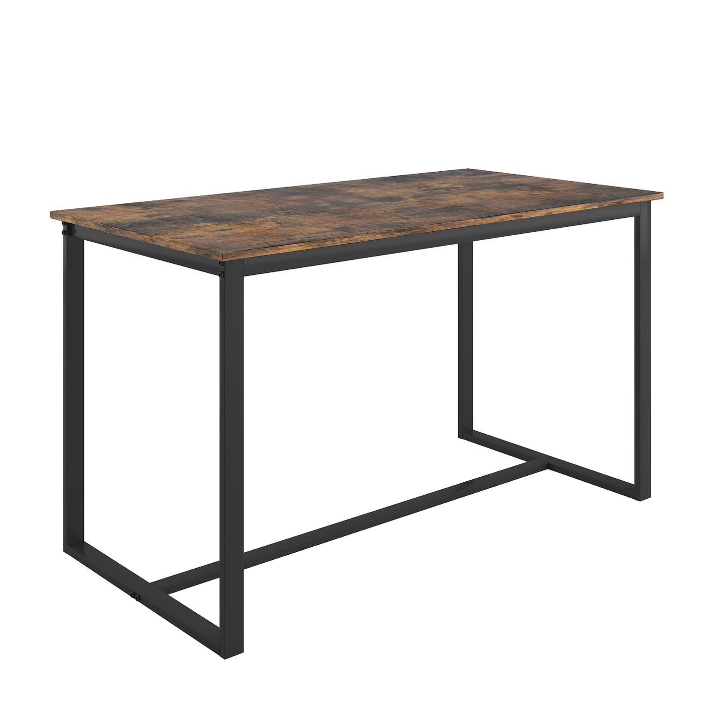 Rustic wood grain bar table with black metal frame