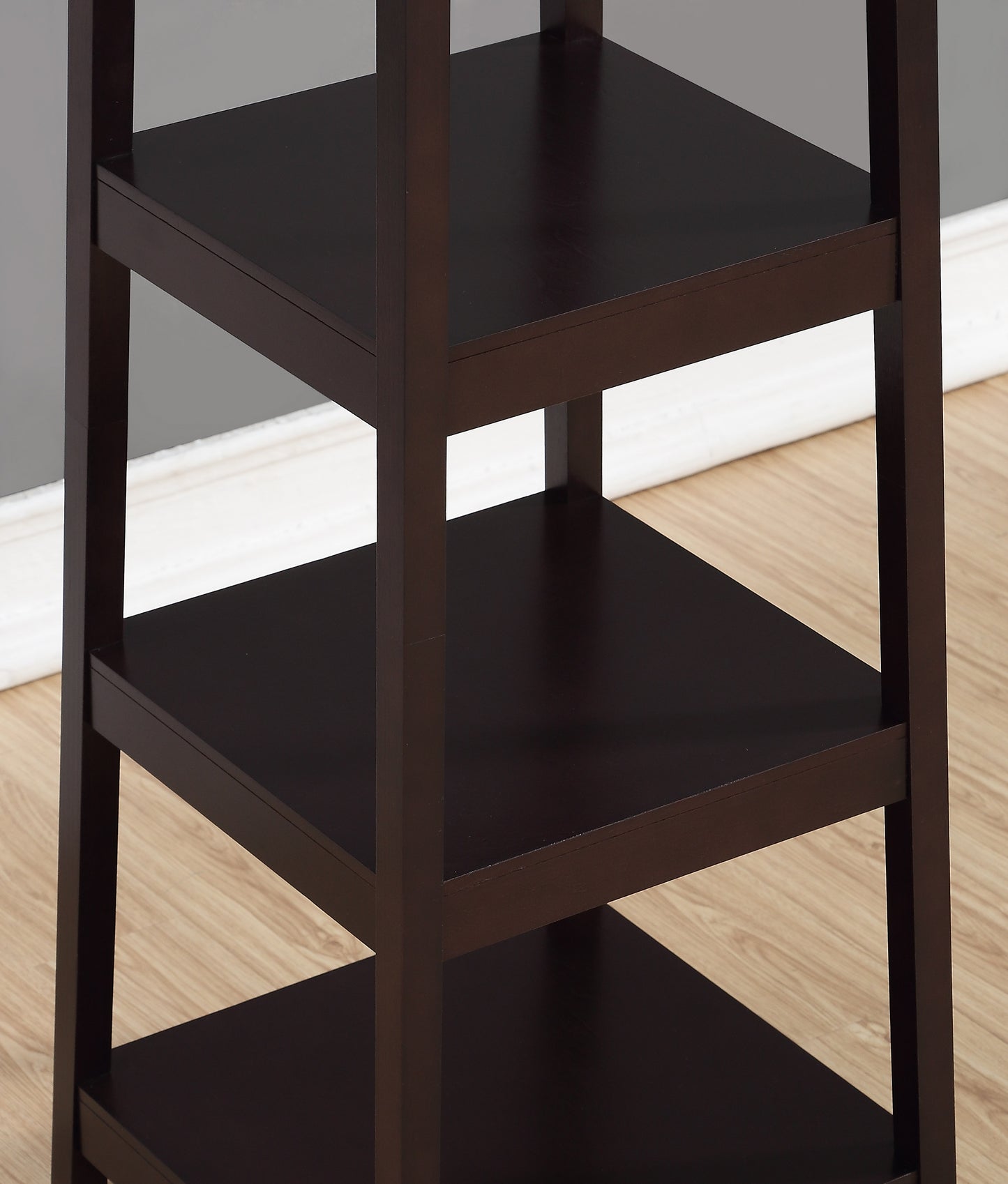 Dark brown wooden shelf unit
