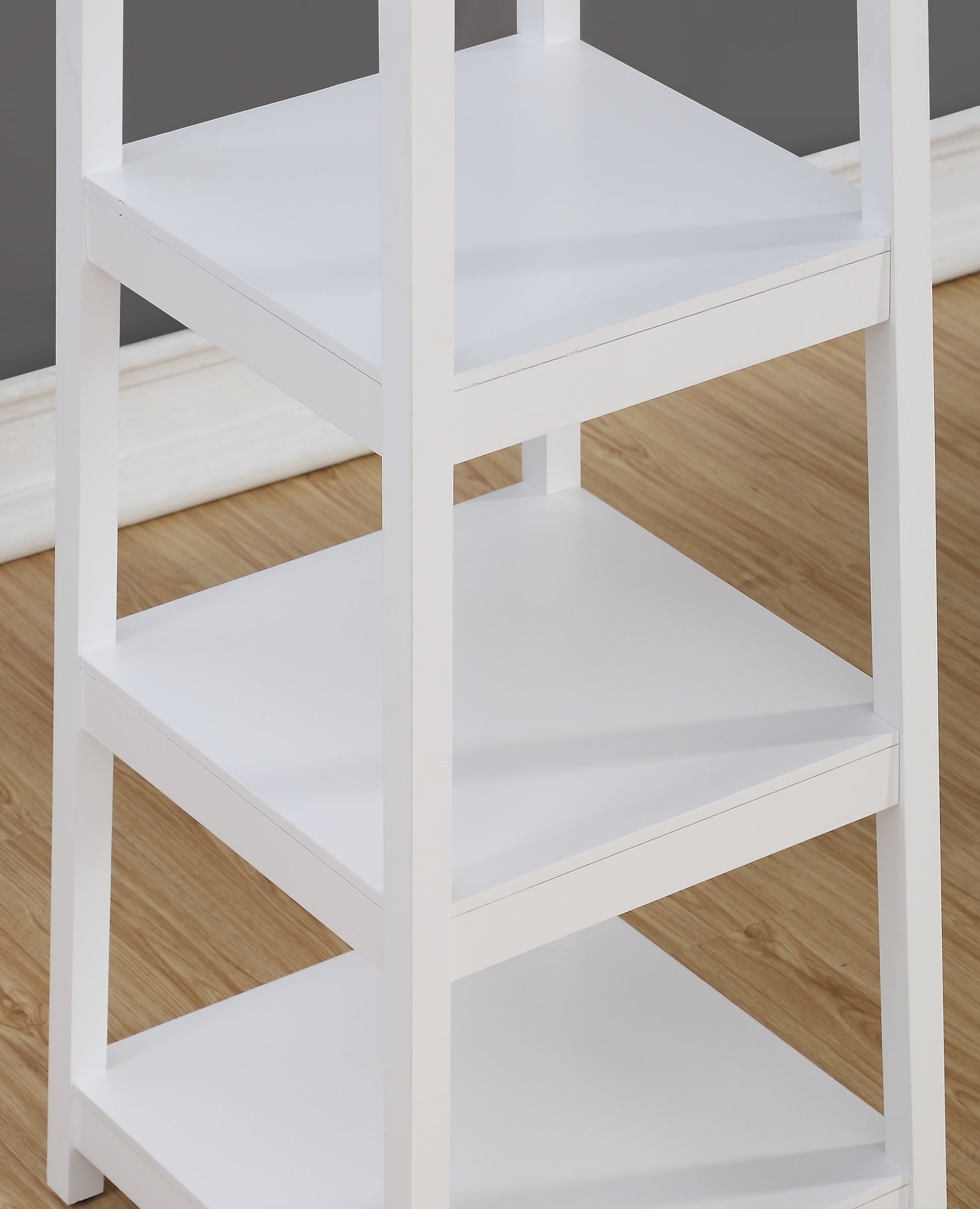 White wooden bookshelf with three open shelves