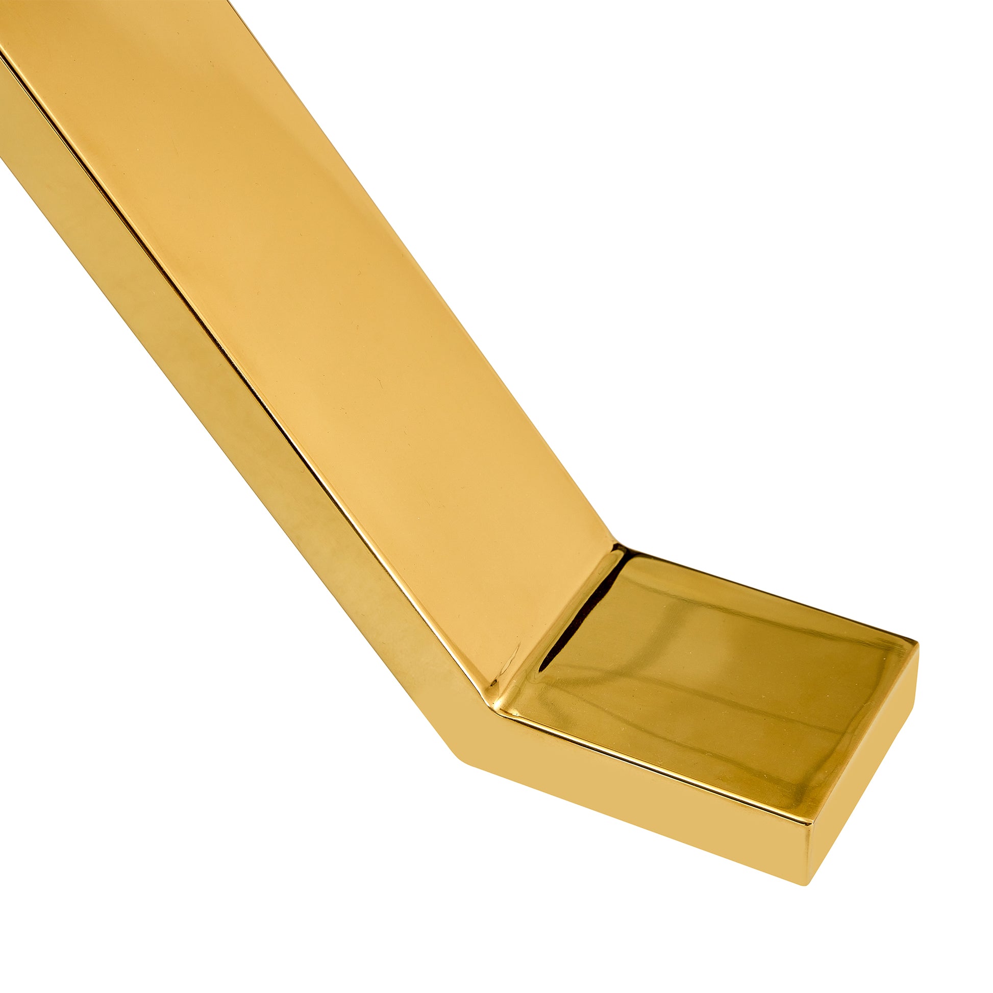 Polished brass furniture leg with a modern Lshaped design