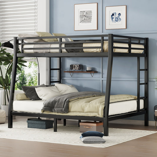 TREATLIFE HOME Metal Full XL Over Queen Bunk Bed for Teens and Adults, Space-Saving, Noise Reduced Design, Black