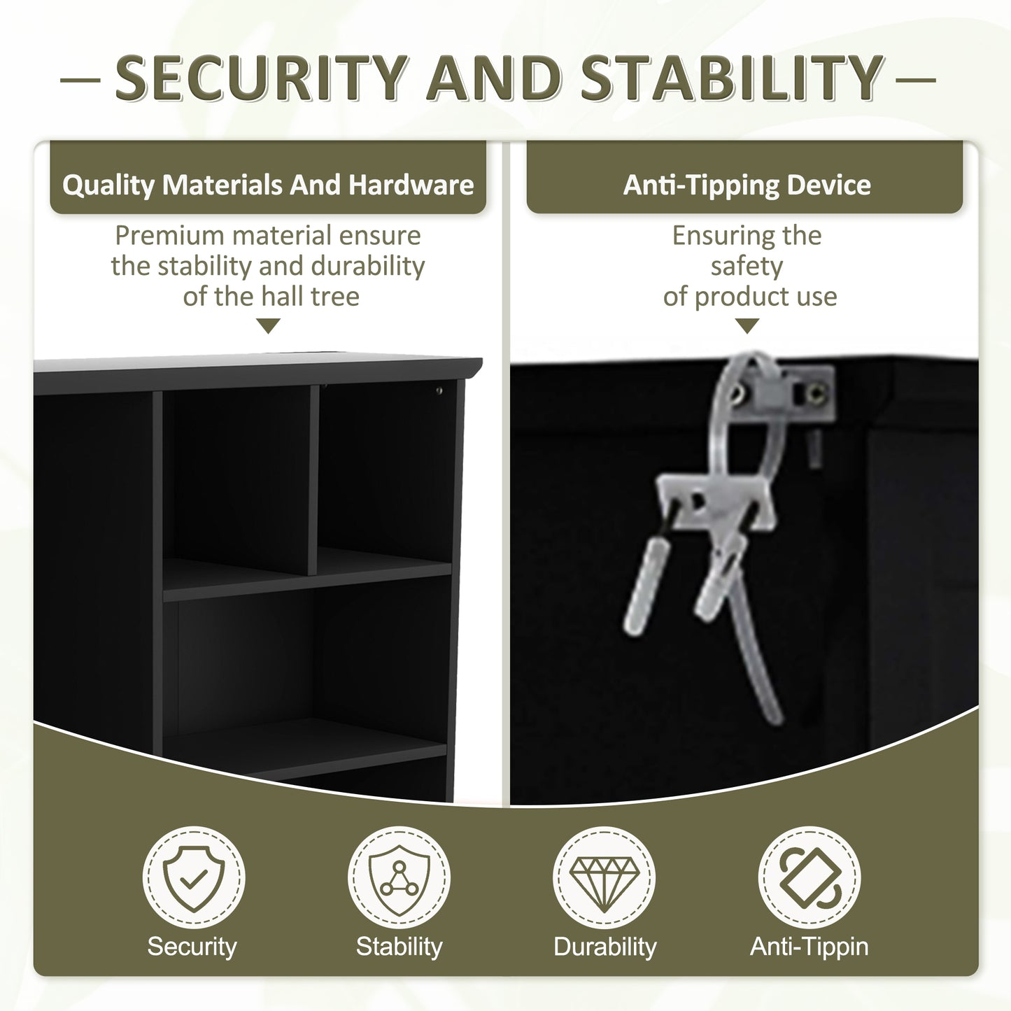 Black particleboard shelf unit with three cubic compartments