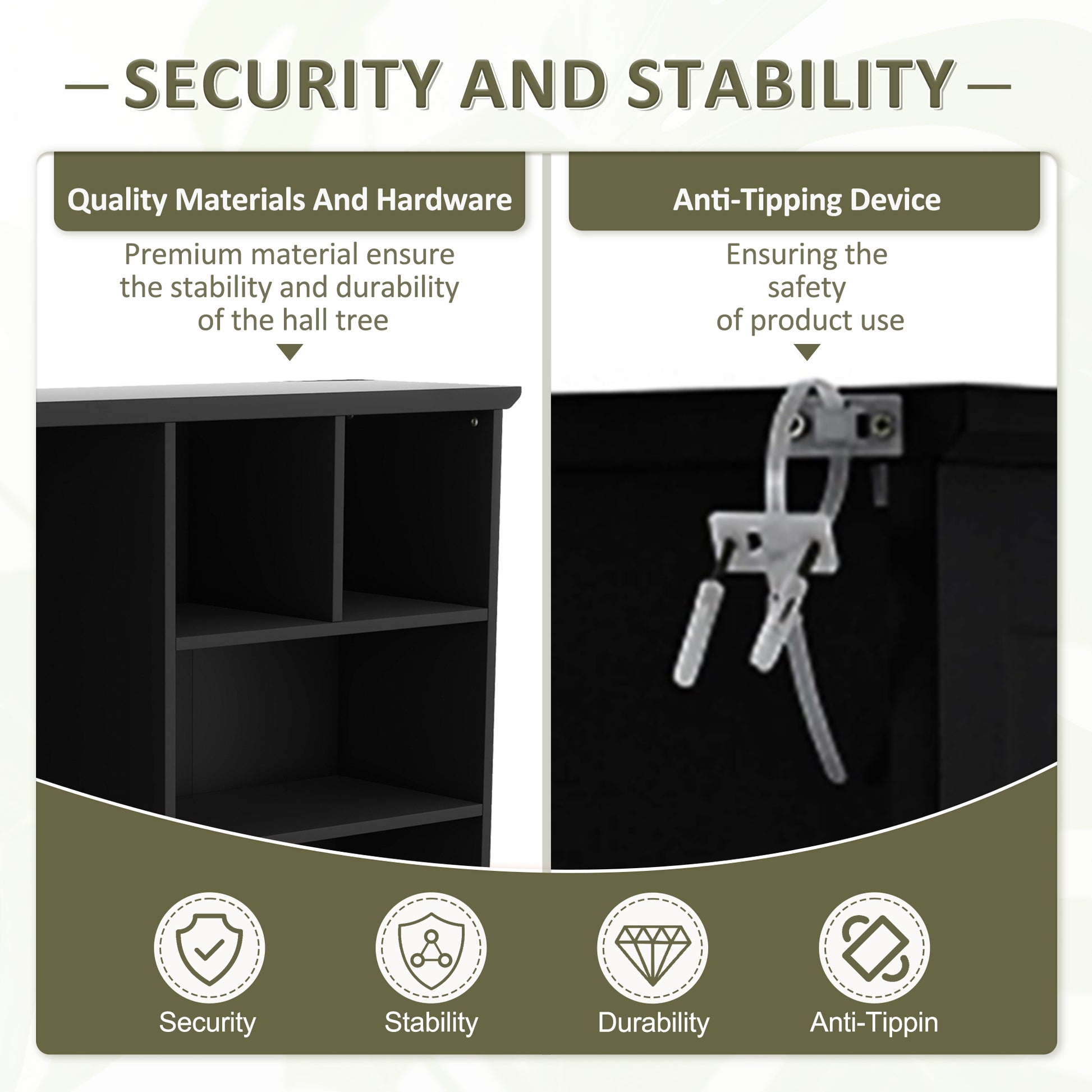 Black particleboard shelf unit with three cubic compartments