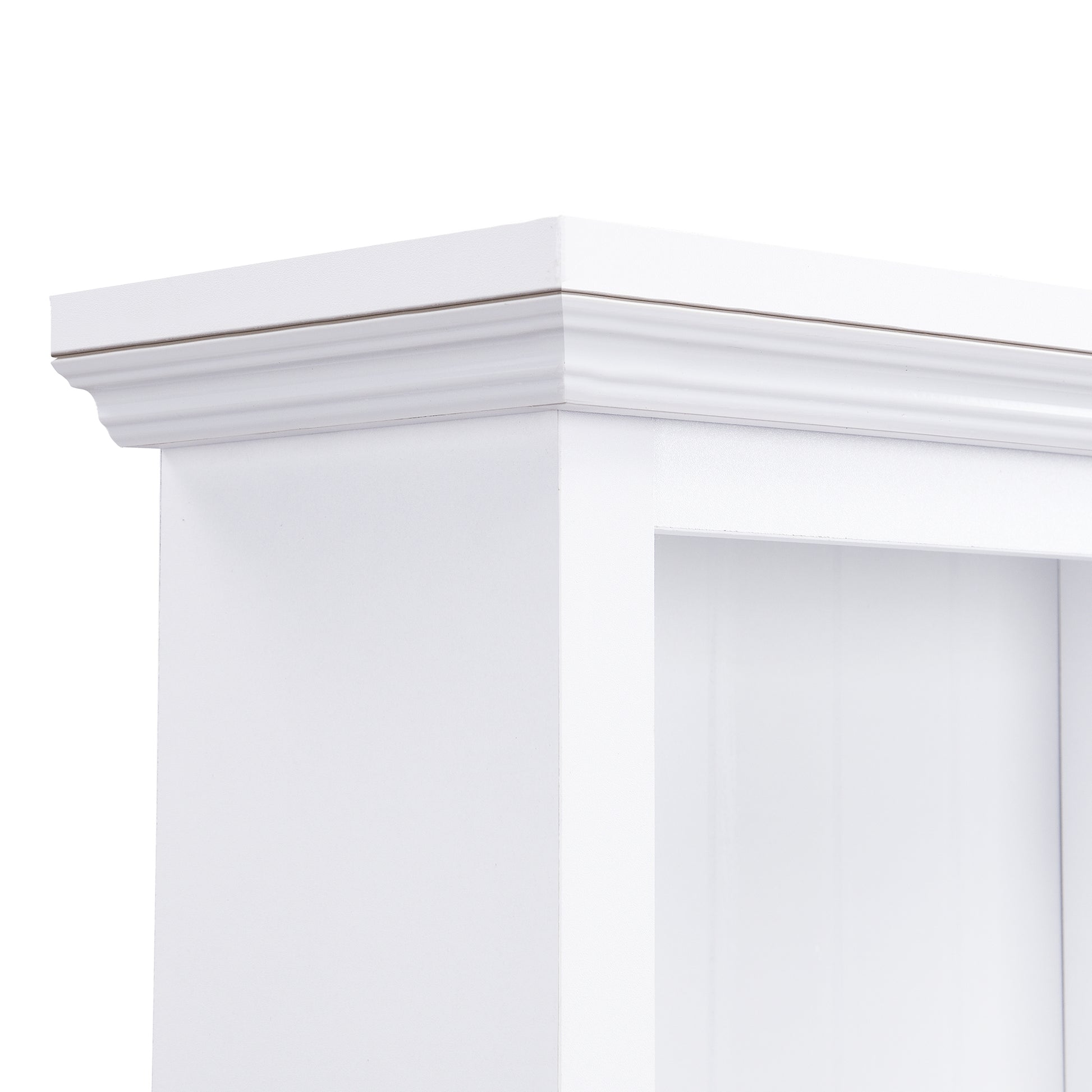 White decorative molding on a cabinet top