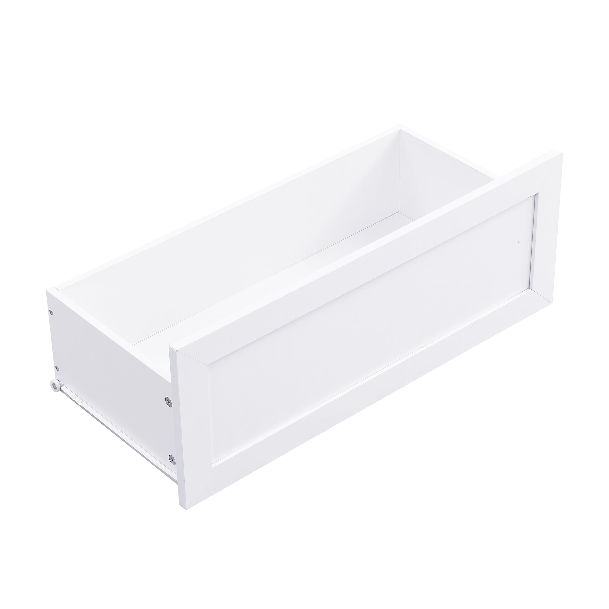 White wooden drawer box with inset panel