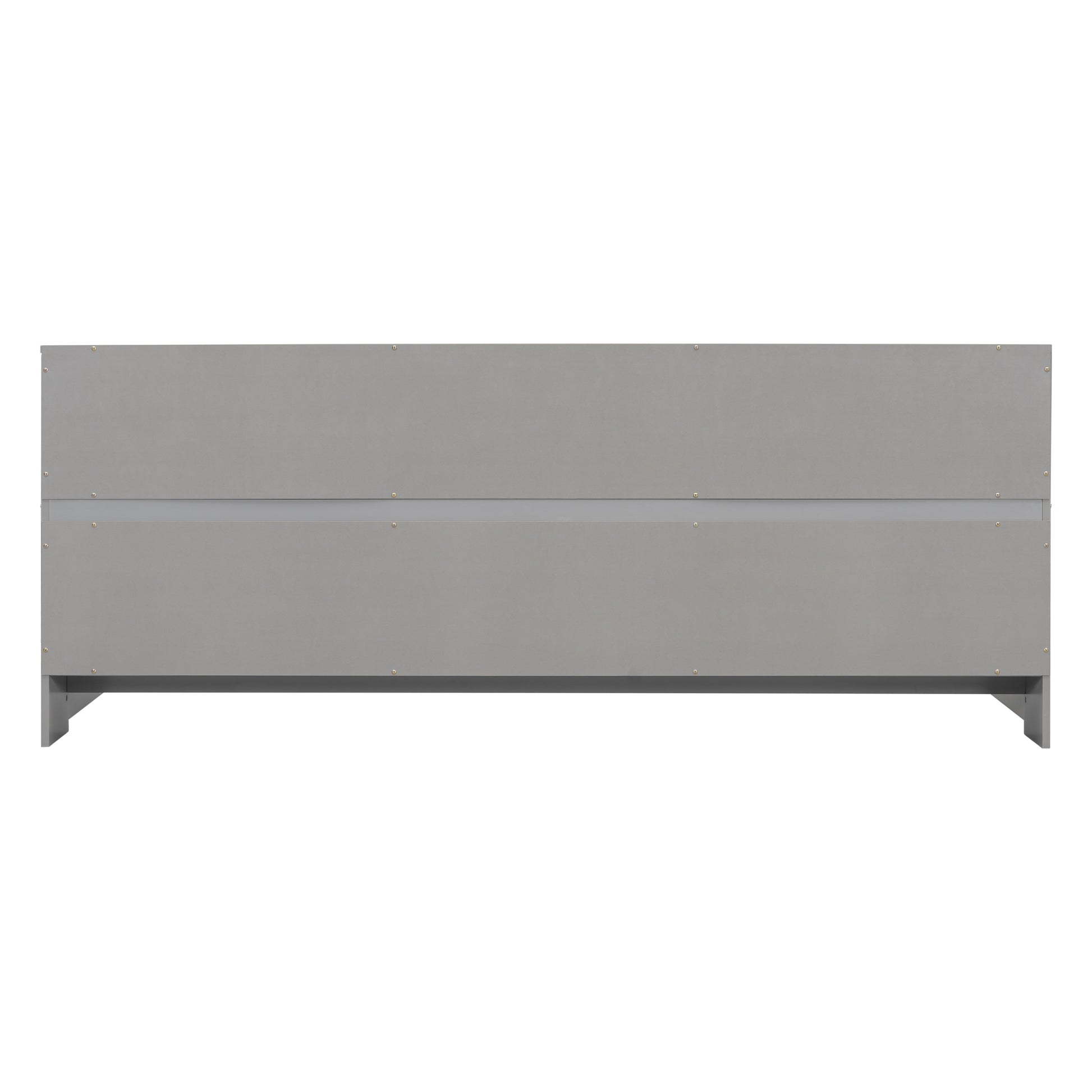 Gray upholstered headboard with clean lines and modern design
