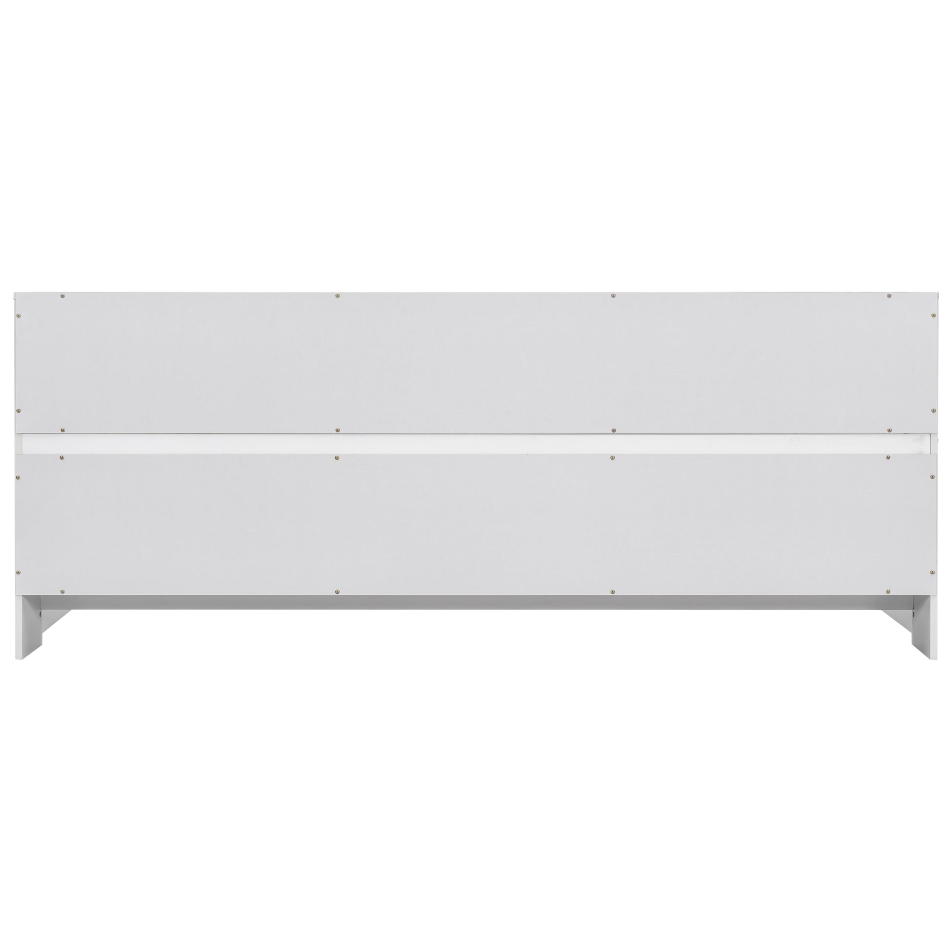 Minimalist white wallmounted shelving unit with clean lines