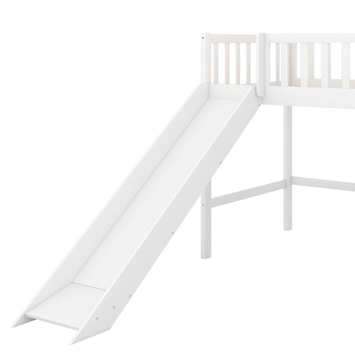White wooden loft bed slide