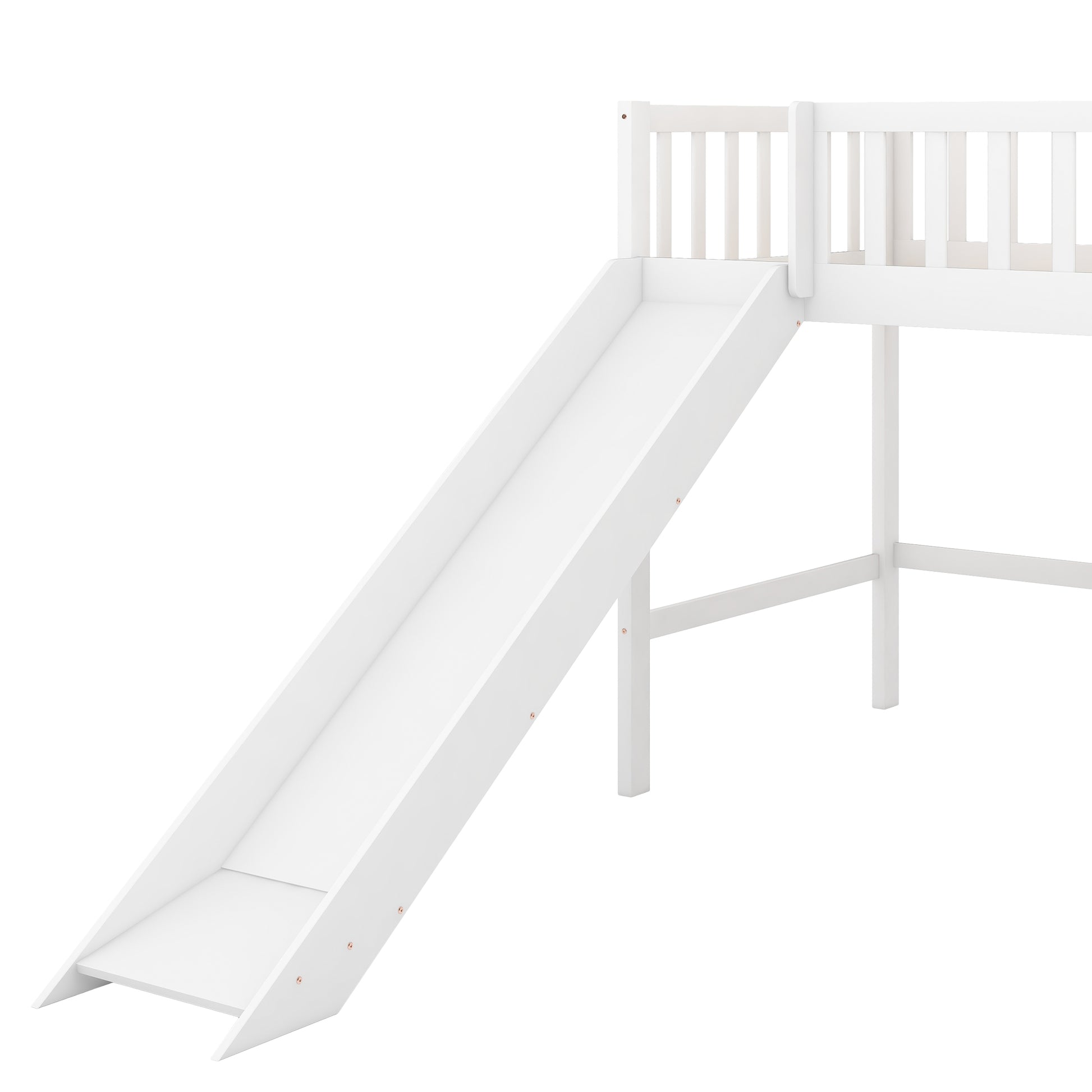 White wooden loft bed slide