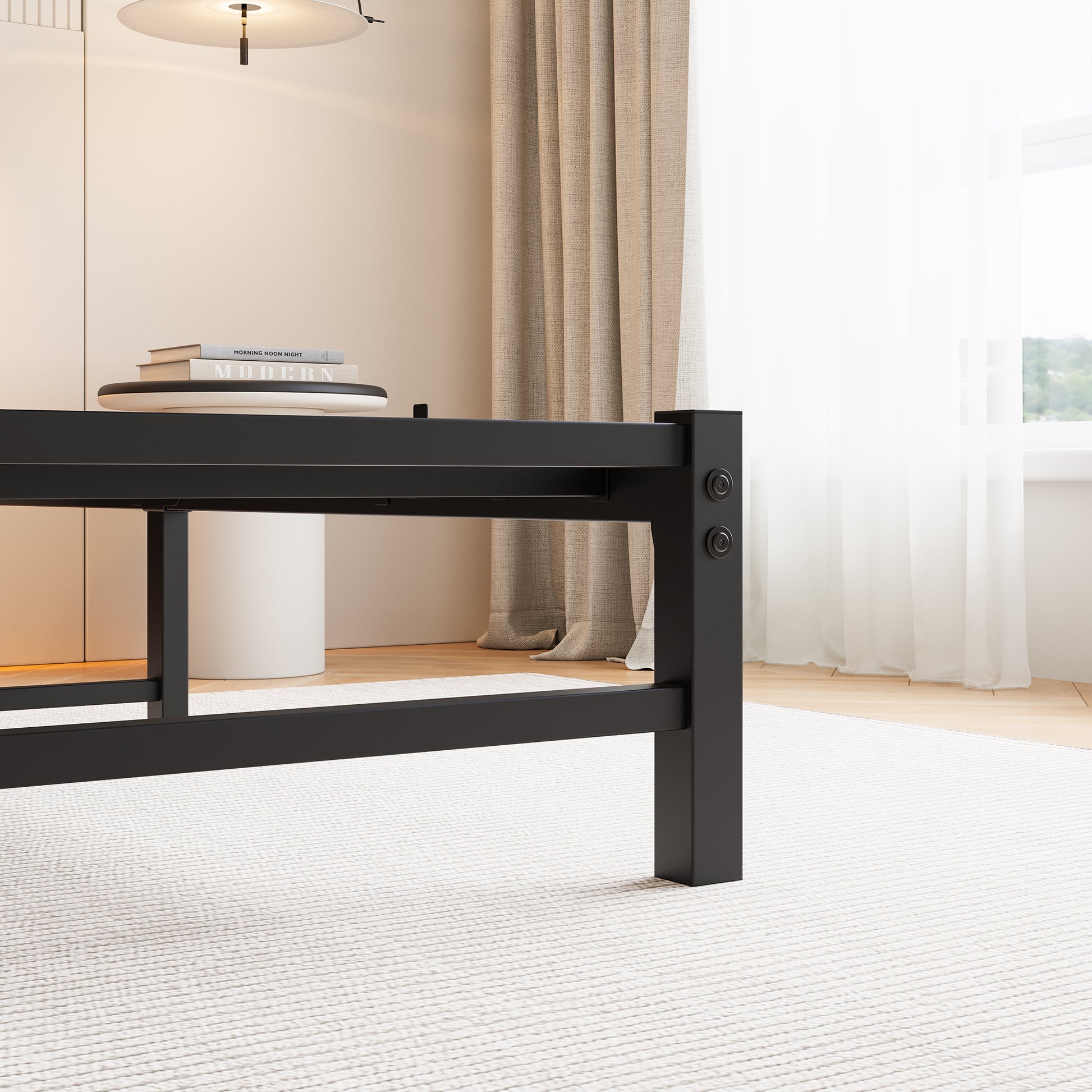 Black metal bed frame with modern minimalist design