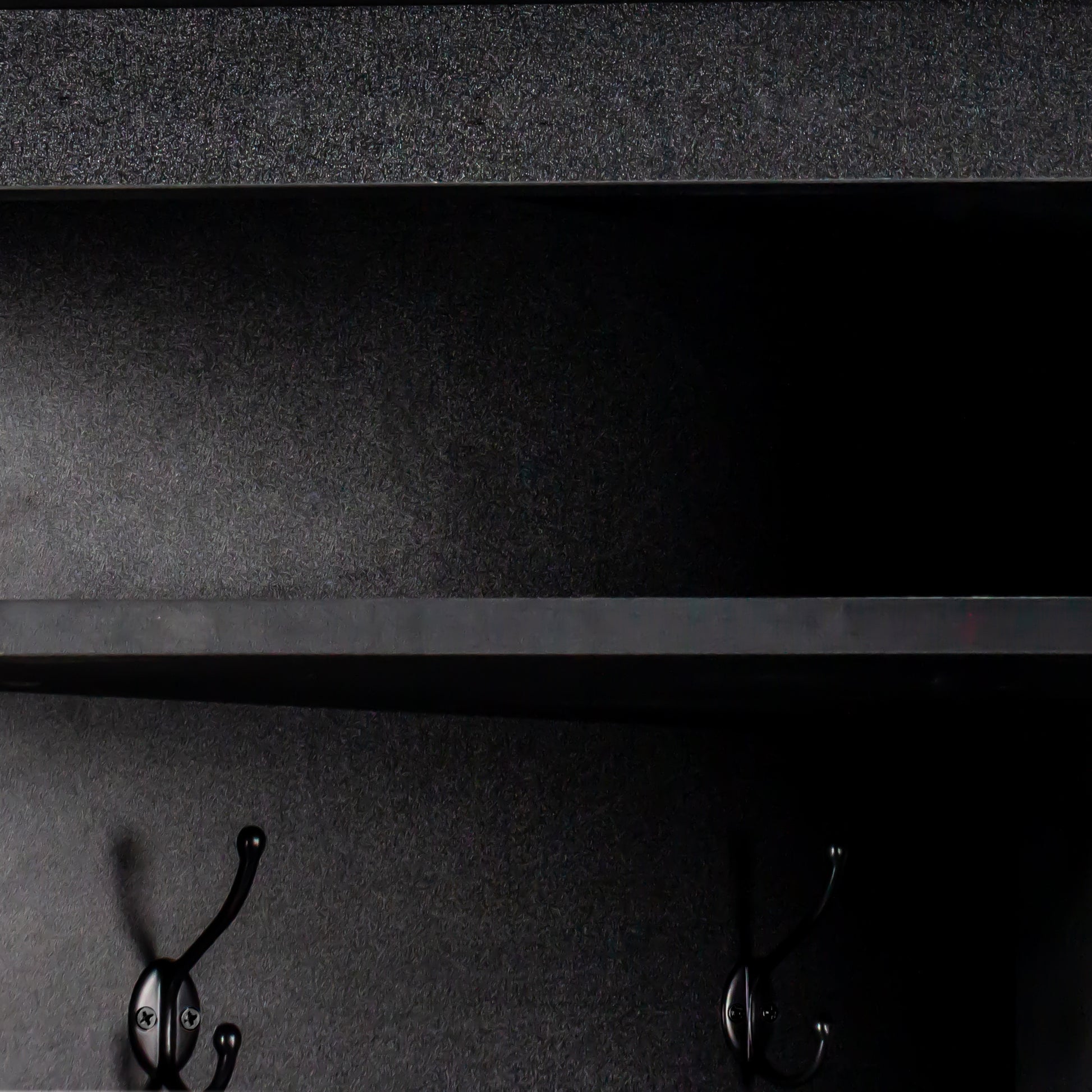 Black textured coat rack with double hooks