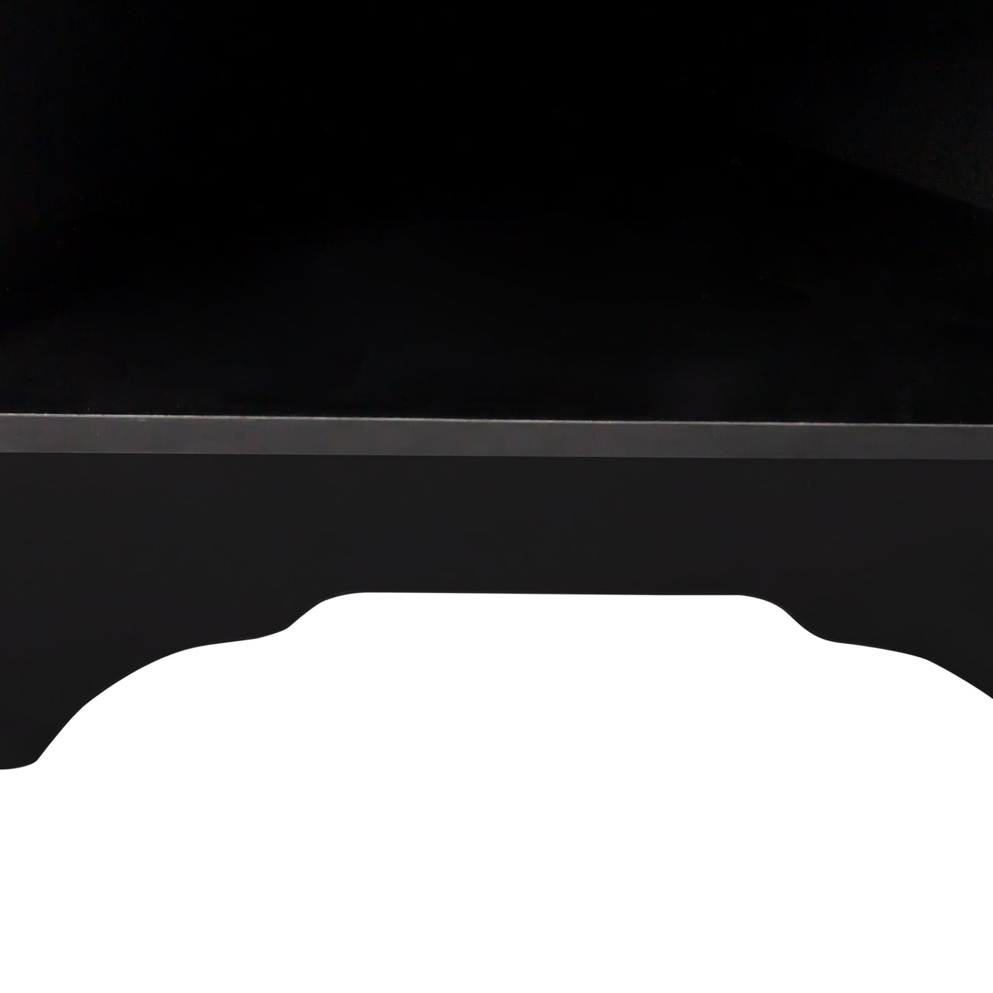 Matte black metal shelf bracket with ornate decorative scrollwork