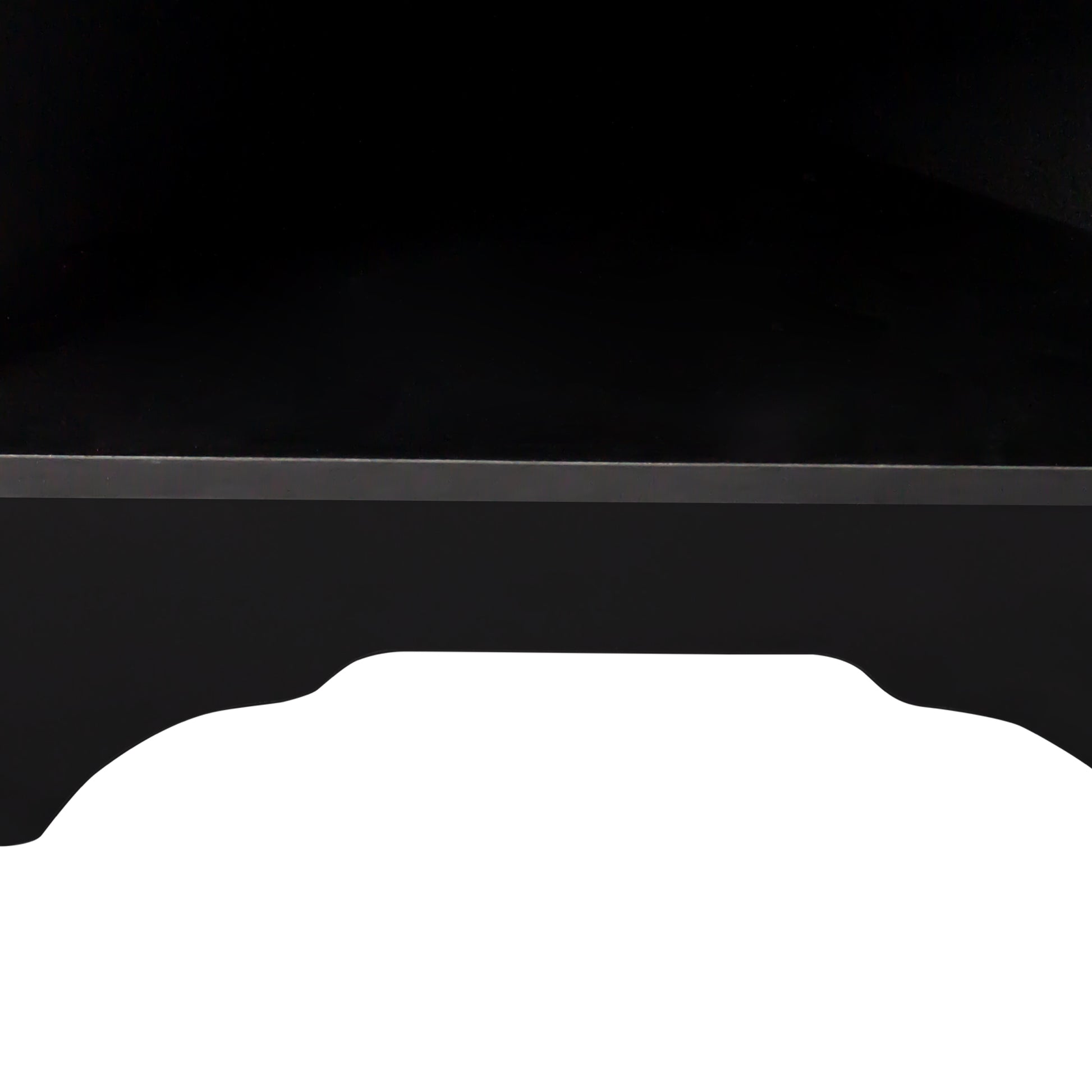 Matte black metal shelf bracket with ornate decorative scrollwork