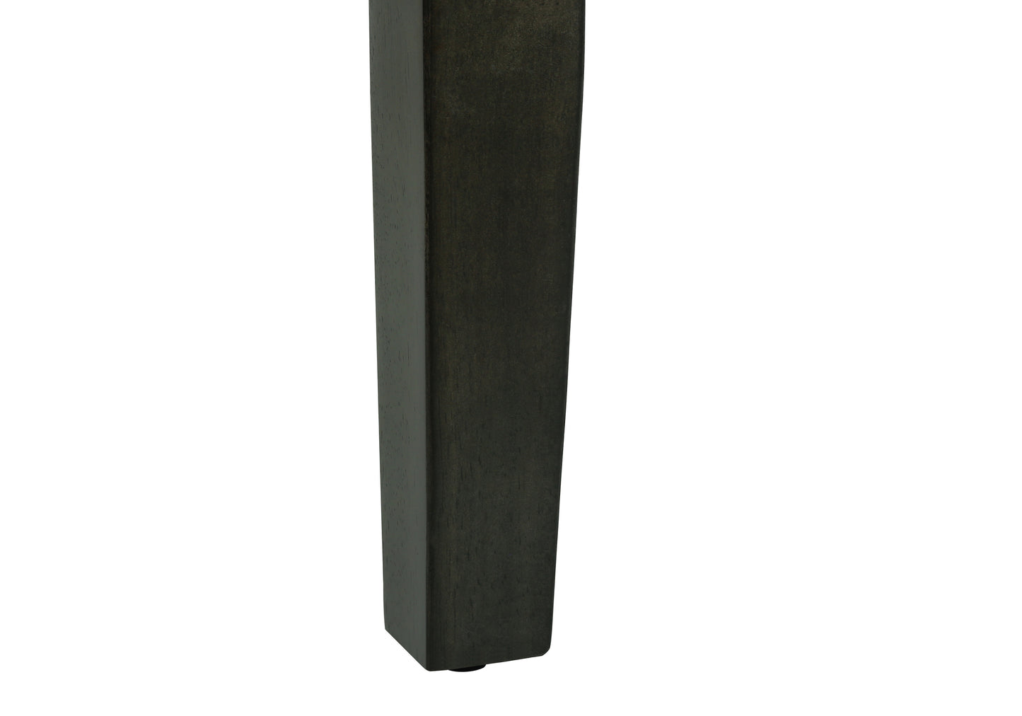 Dark wood table leg with a square taper design