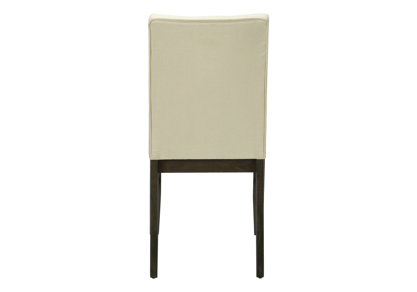 Cream upholstered dining chair with dark wood legs