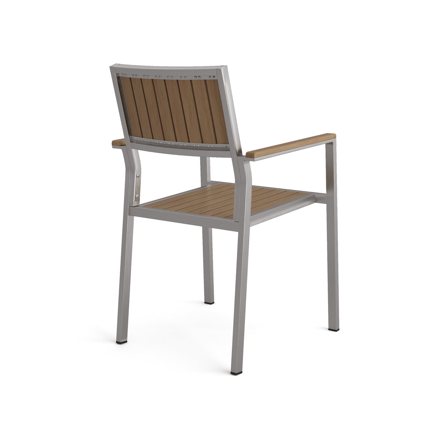 Modern aluminum patio chair with woodslat seat and backrest