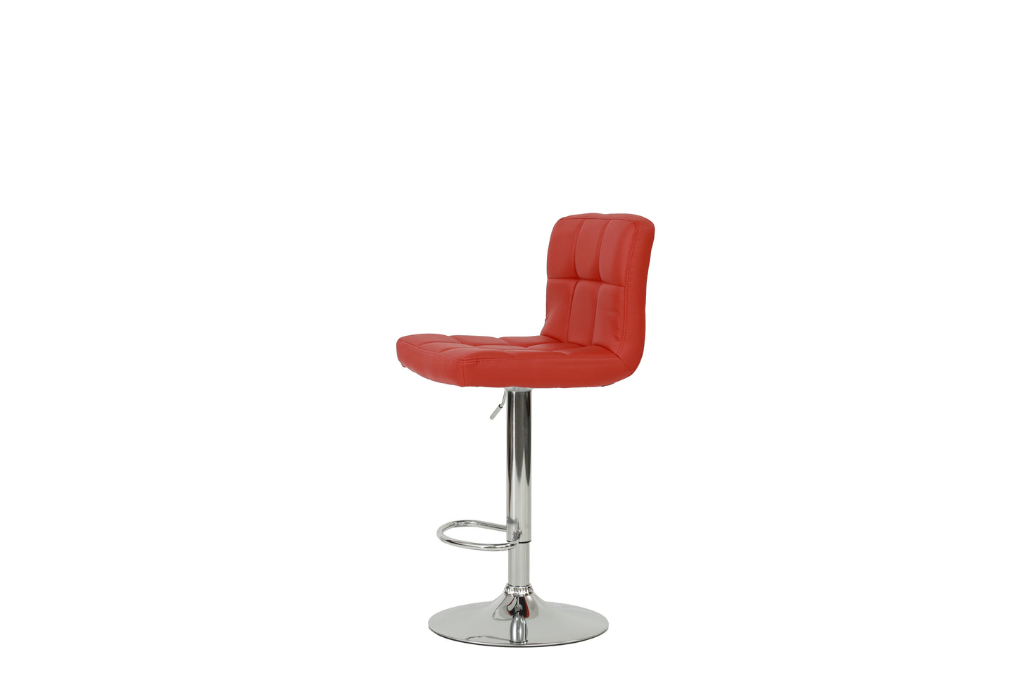 Red tufted leather bar stool with chrome base