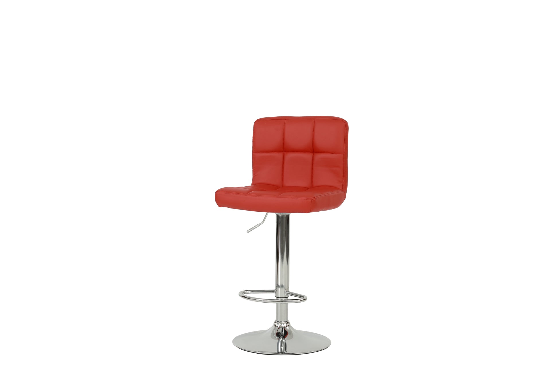 Red leather bar stool with adjustable height