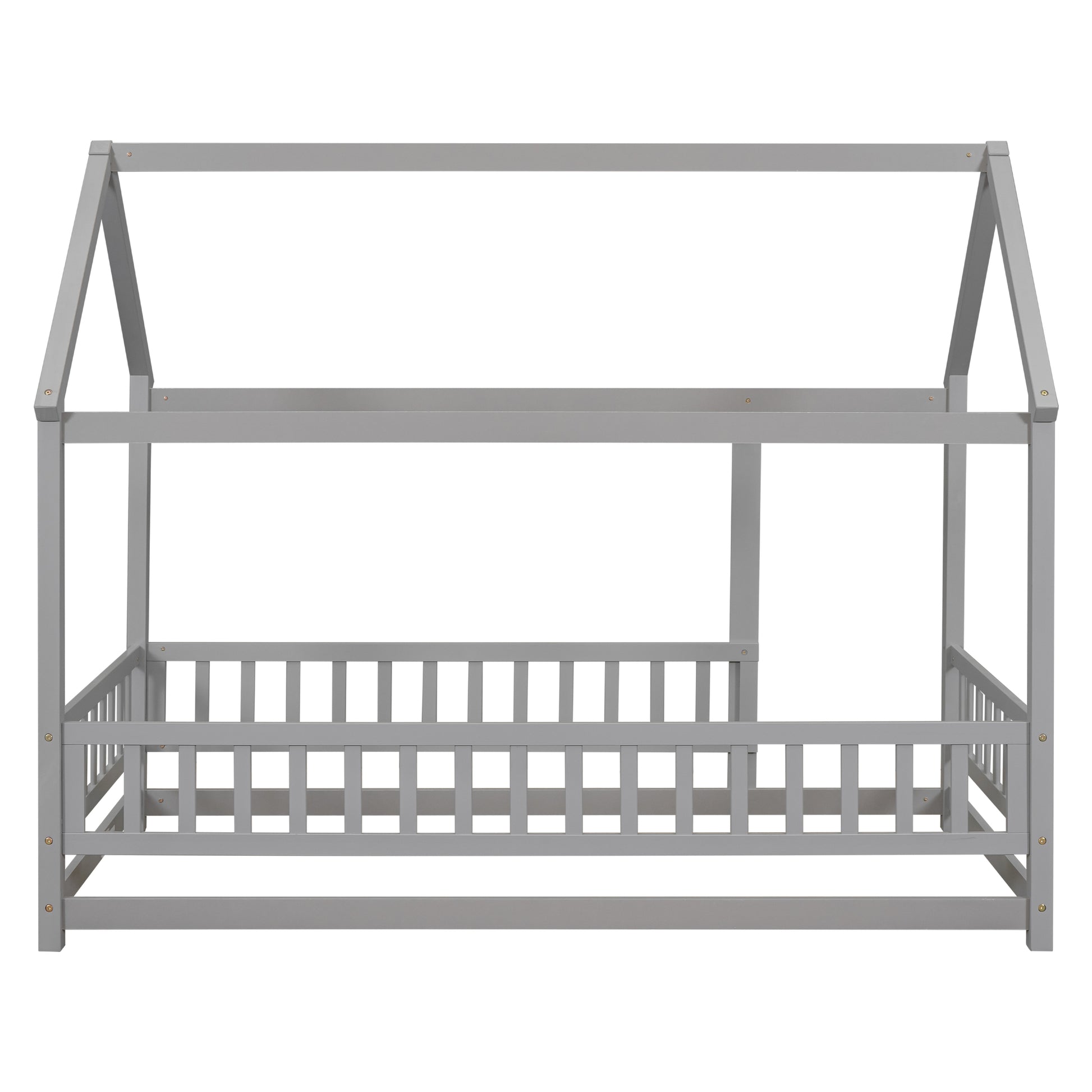 Gray wooden house bed frame for children