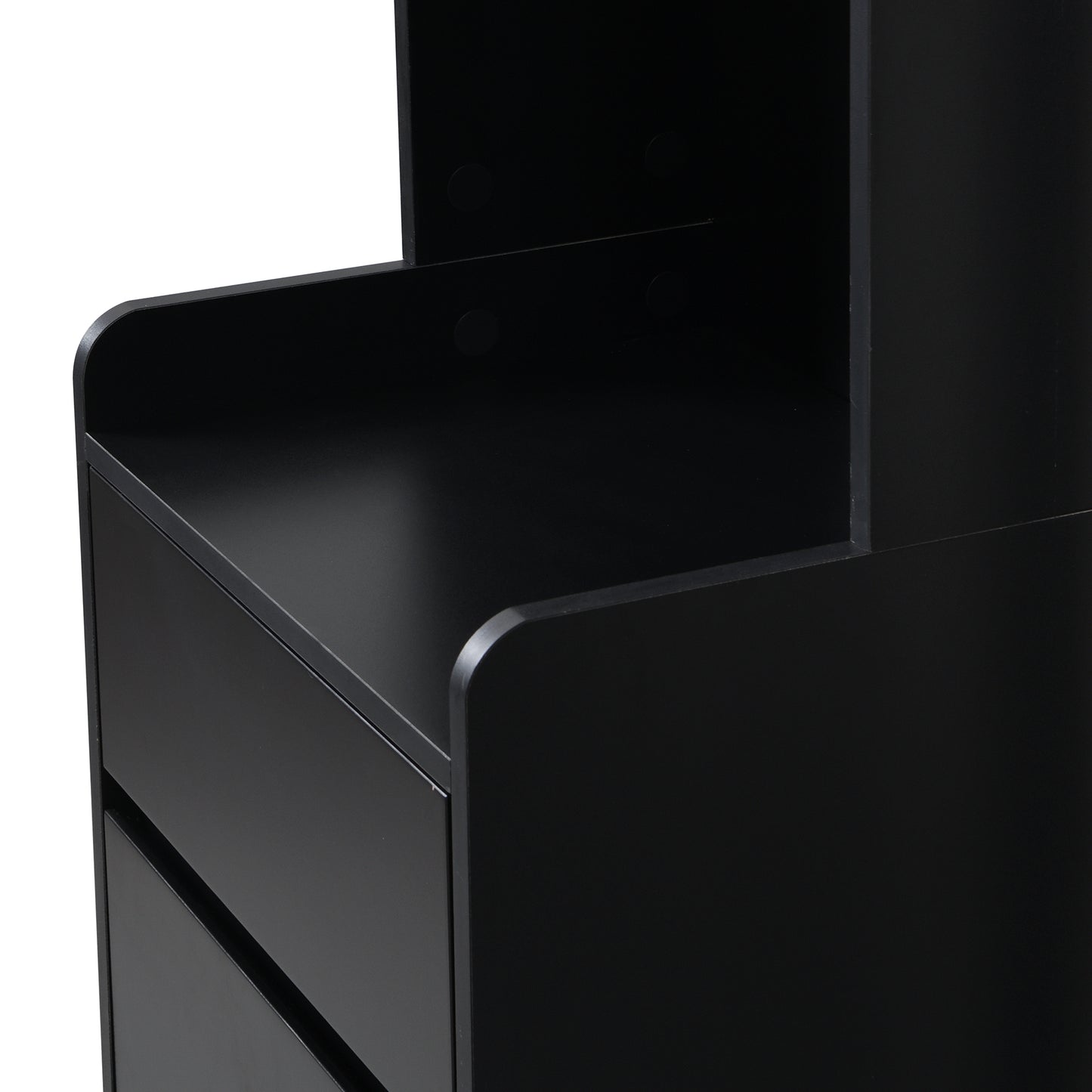 Black desk organizer with multiple compartments