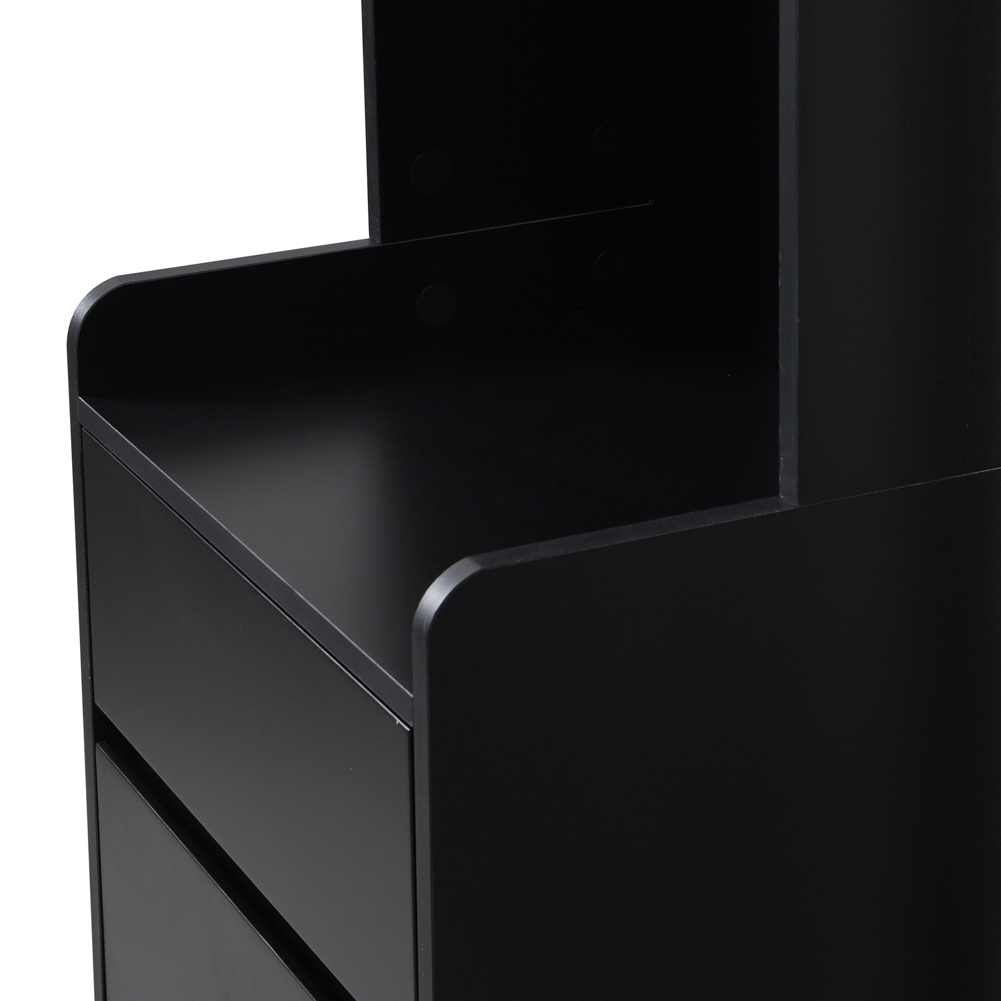 Black desk organizer with multiple compartments