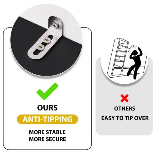 Metal antitipping strap with screws for furniture safety