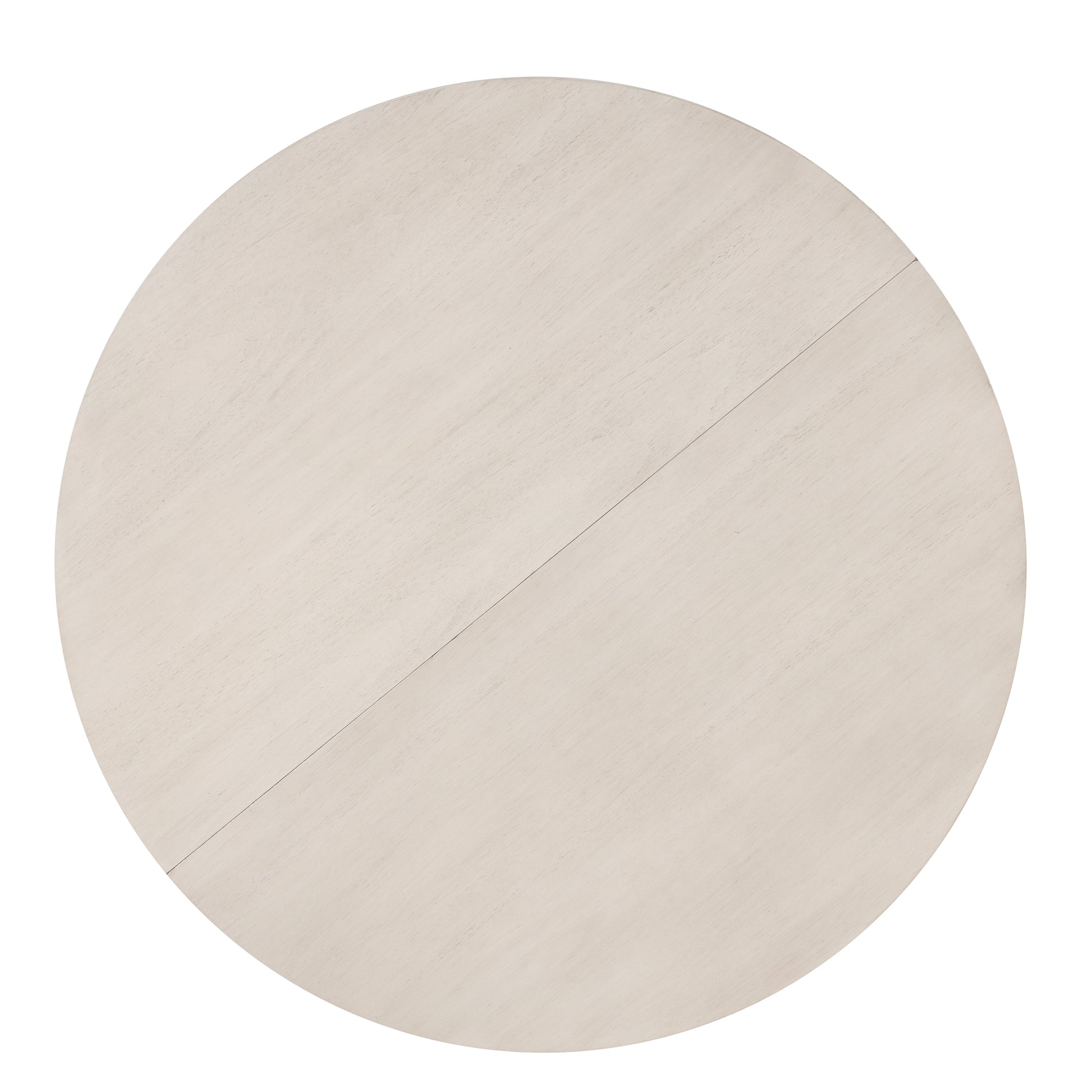 Round white washed wood dining table top with natural grain texture