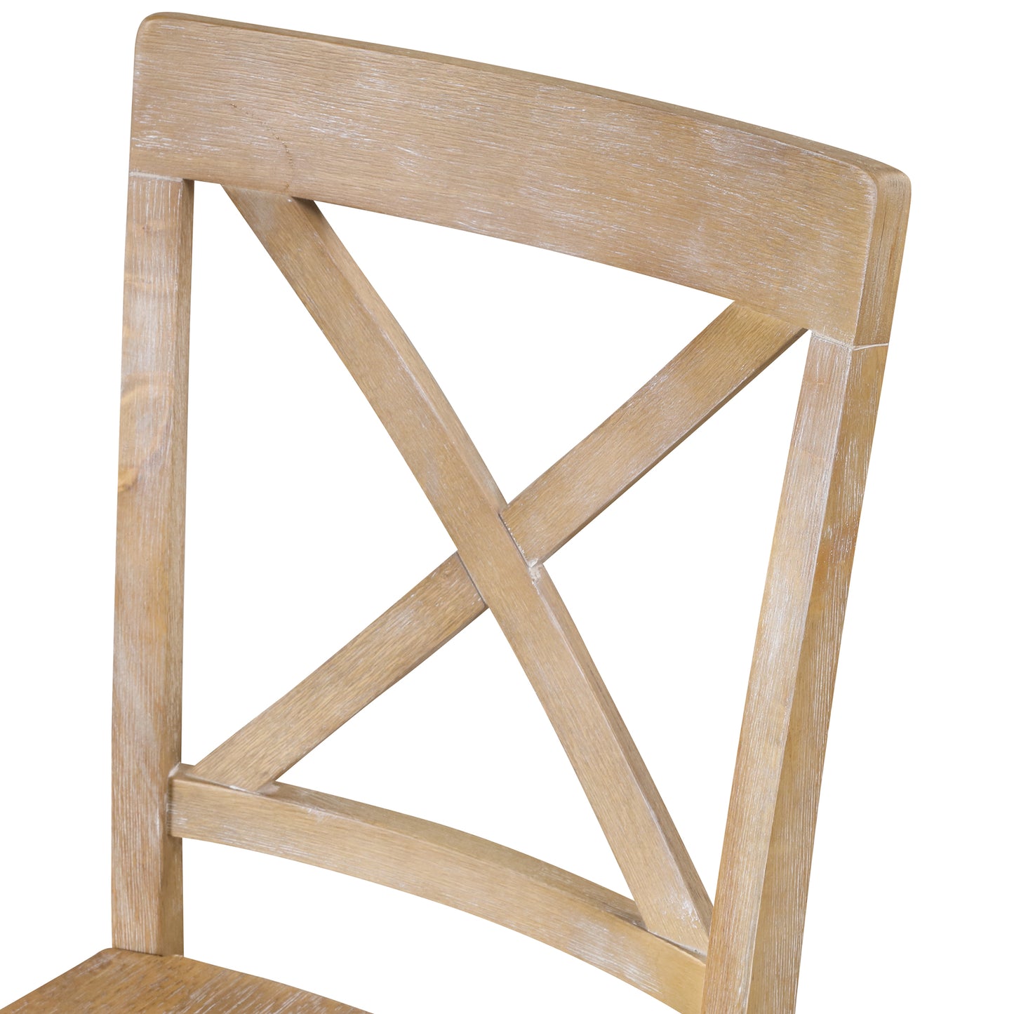 Light oak wood dining chair back with crisscross detailing