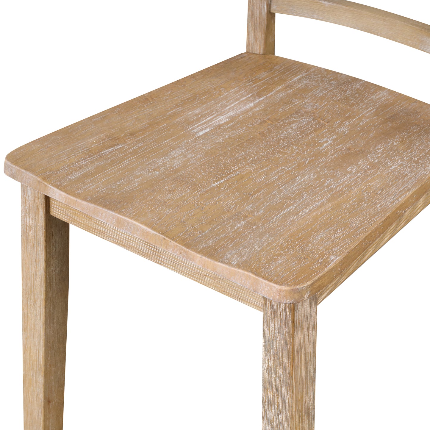 Rustic wooden bar stool seat with whitewashed finish