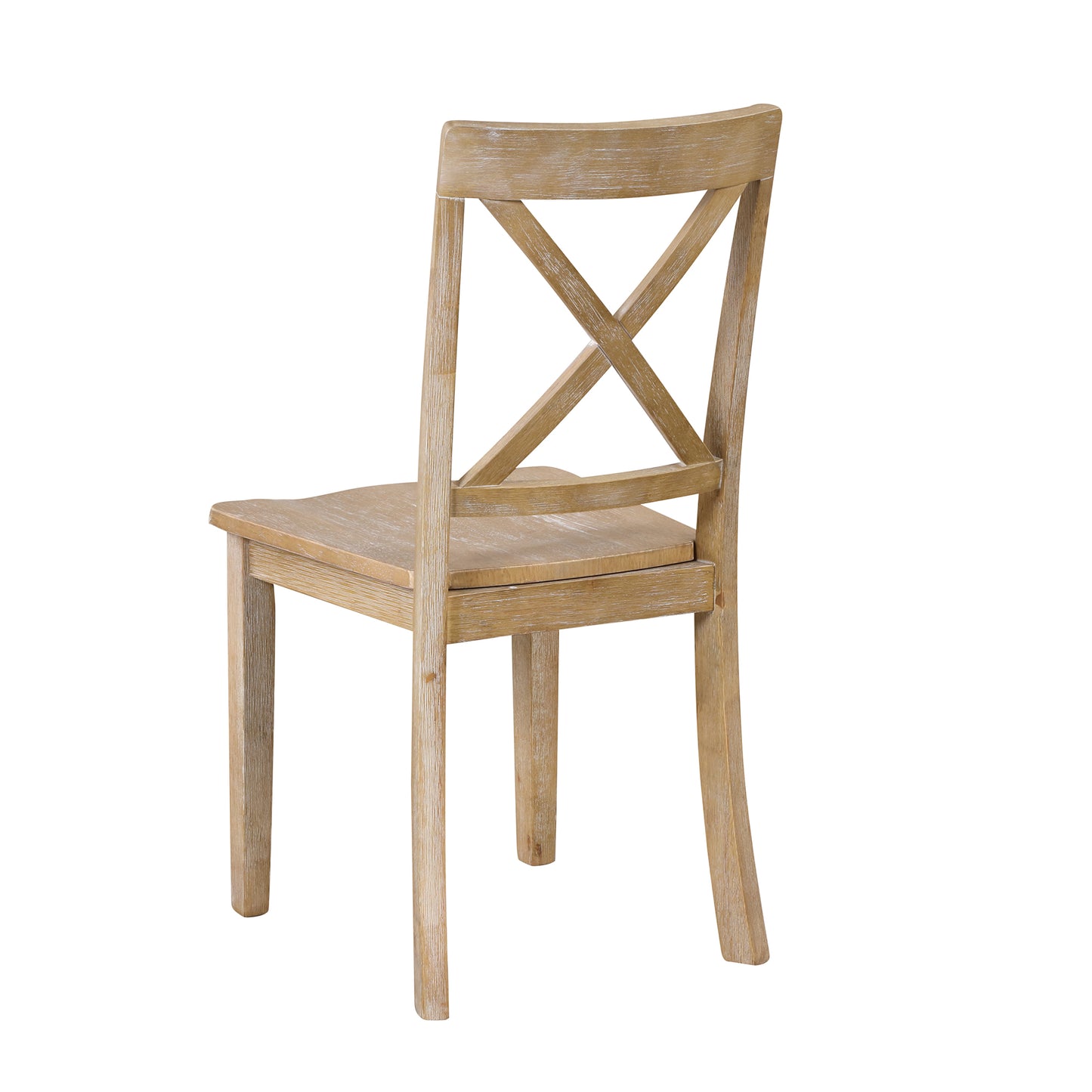 Rustic oak wooden chair with crossback design and curved seat