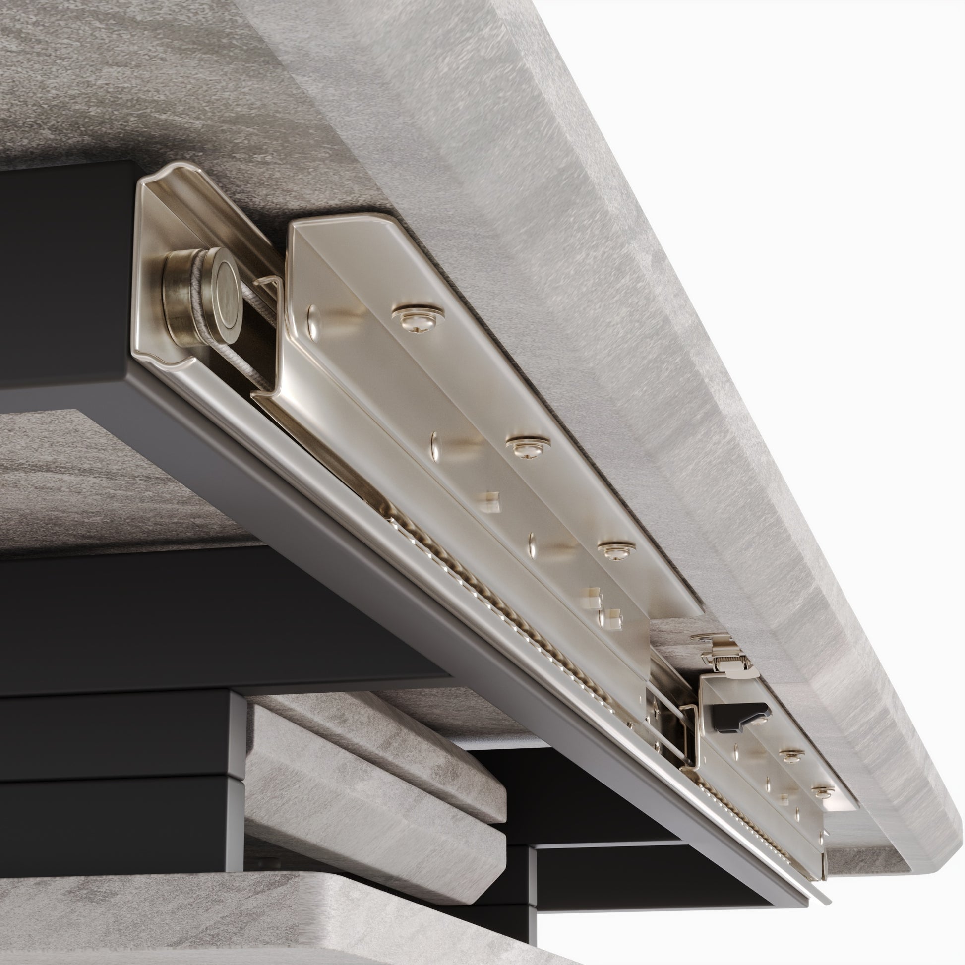 Ball bearing drawer slide with polished metal finish for smooth operation