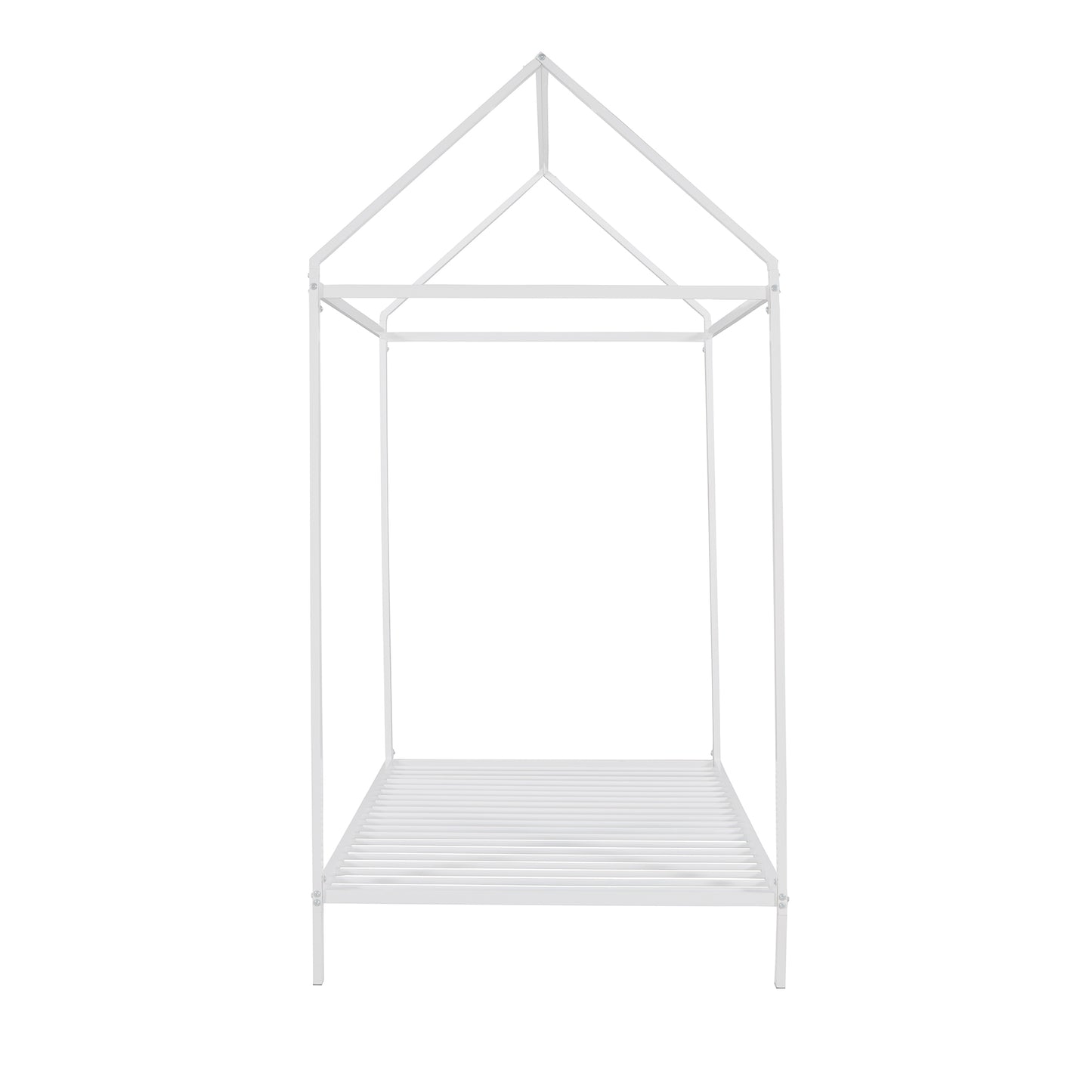 White metal house frame bed