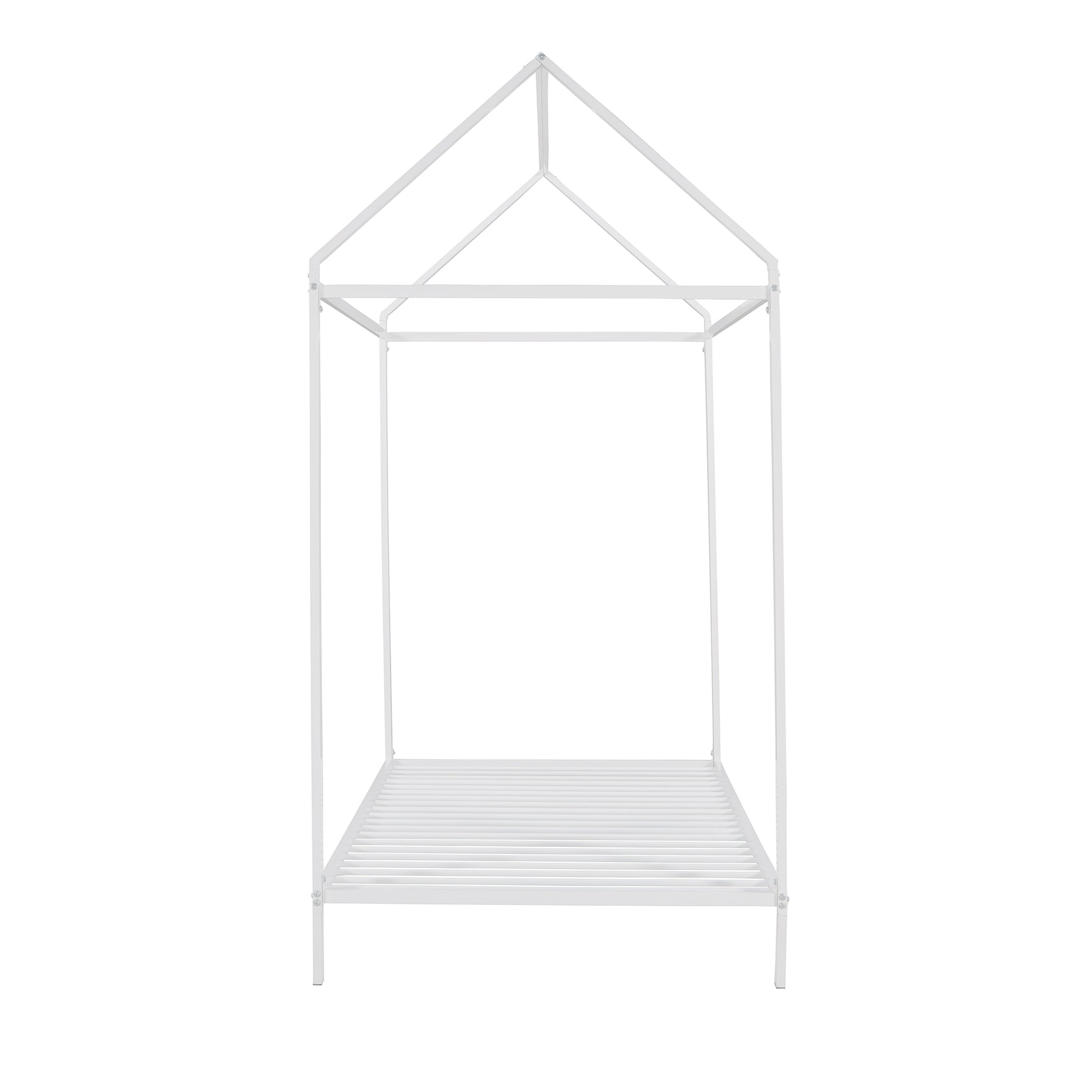 White metal house frame bed