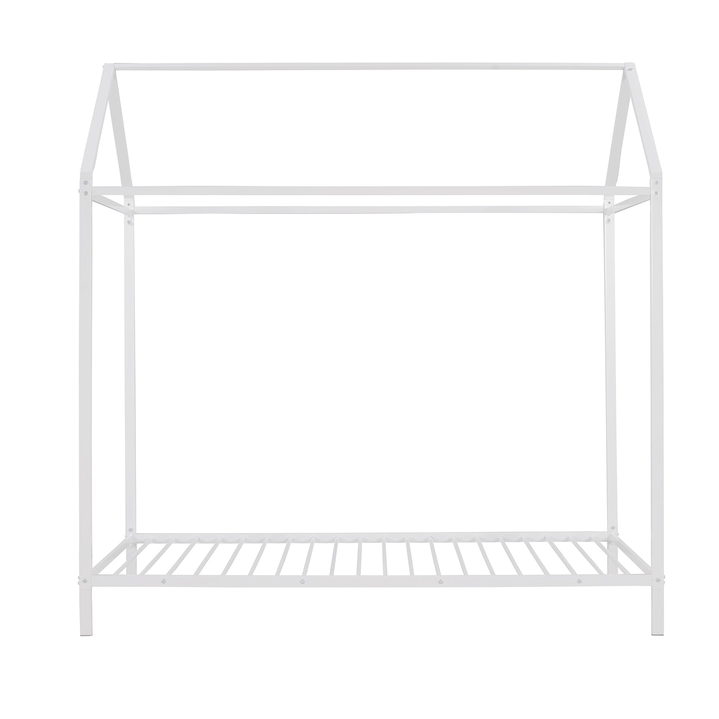 White metal house bed frame with roof design ideal for childrens bedrooms
