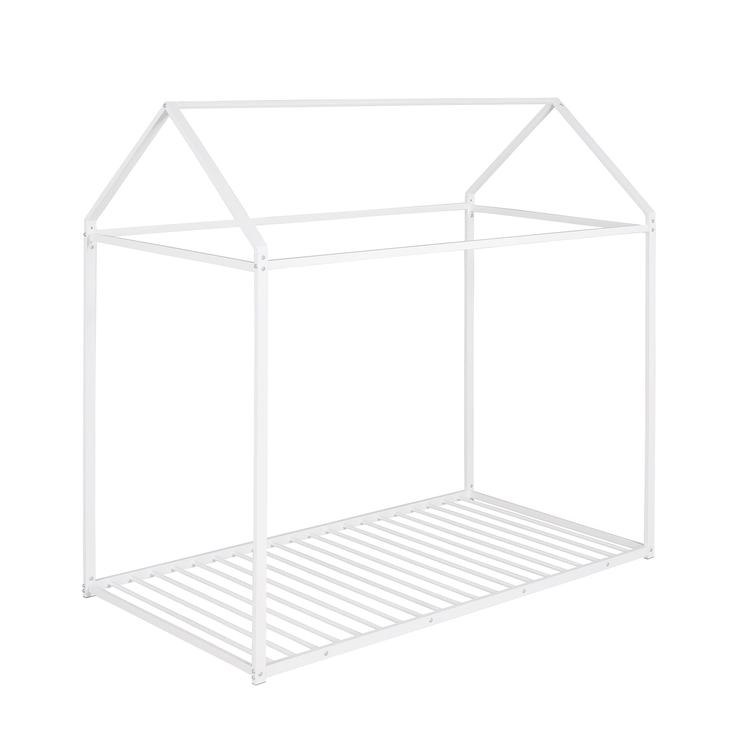 White metal house frame bed for kids