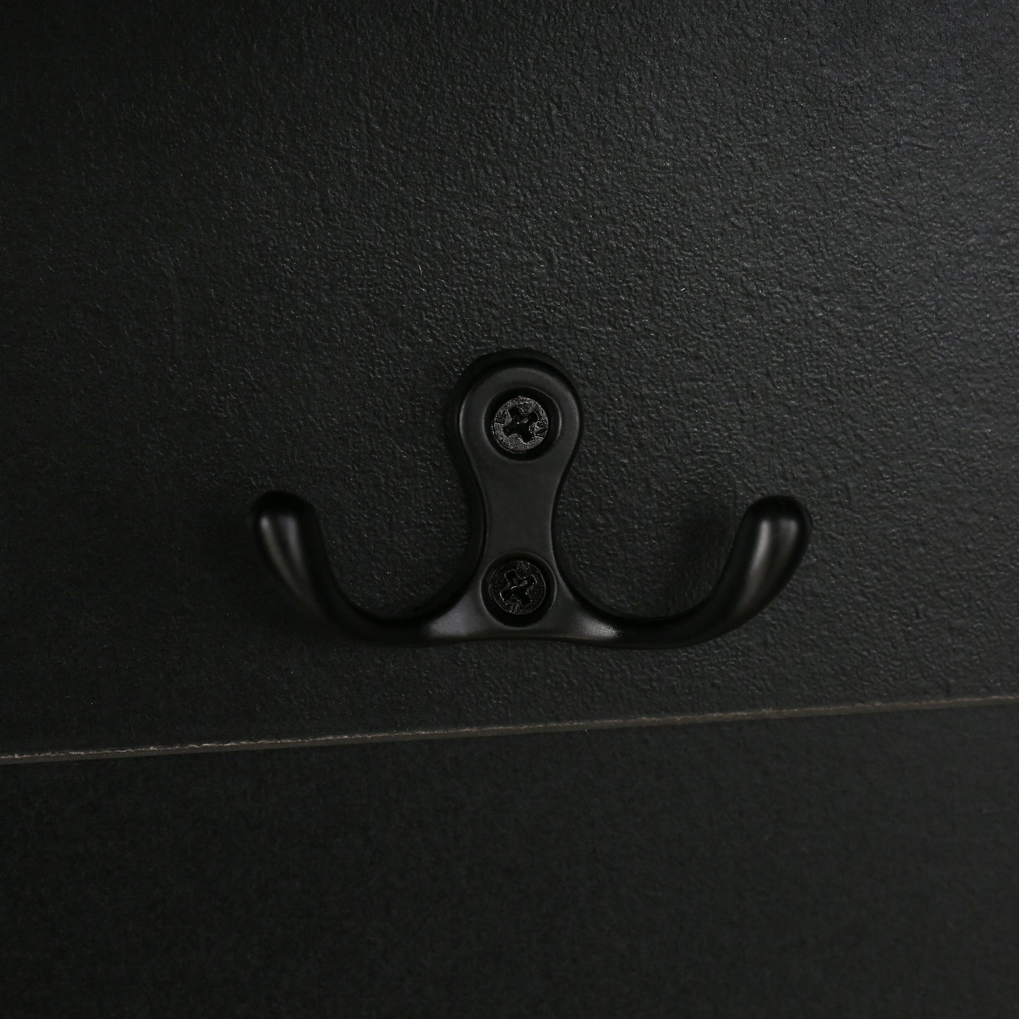 Black double coat hook with textured matte finish