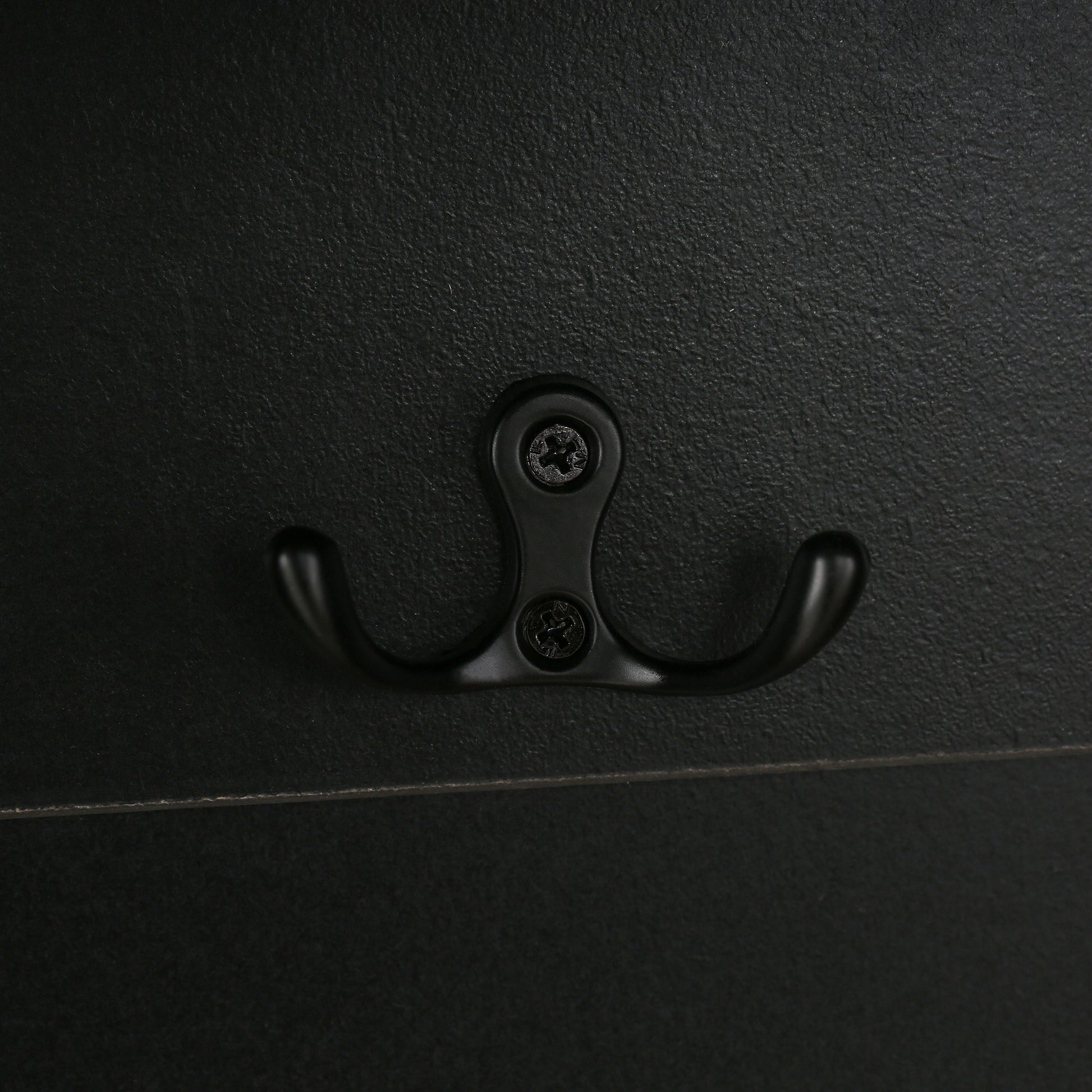Black double coat hook with textured matte finish