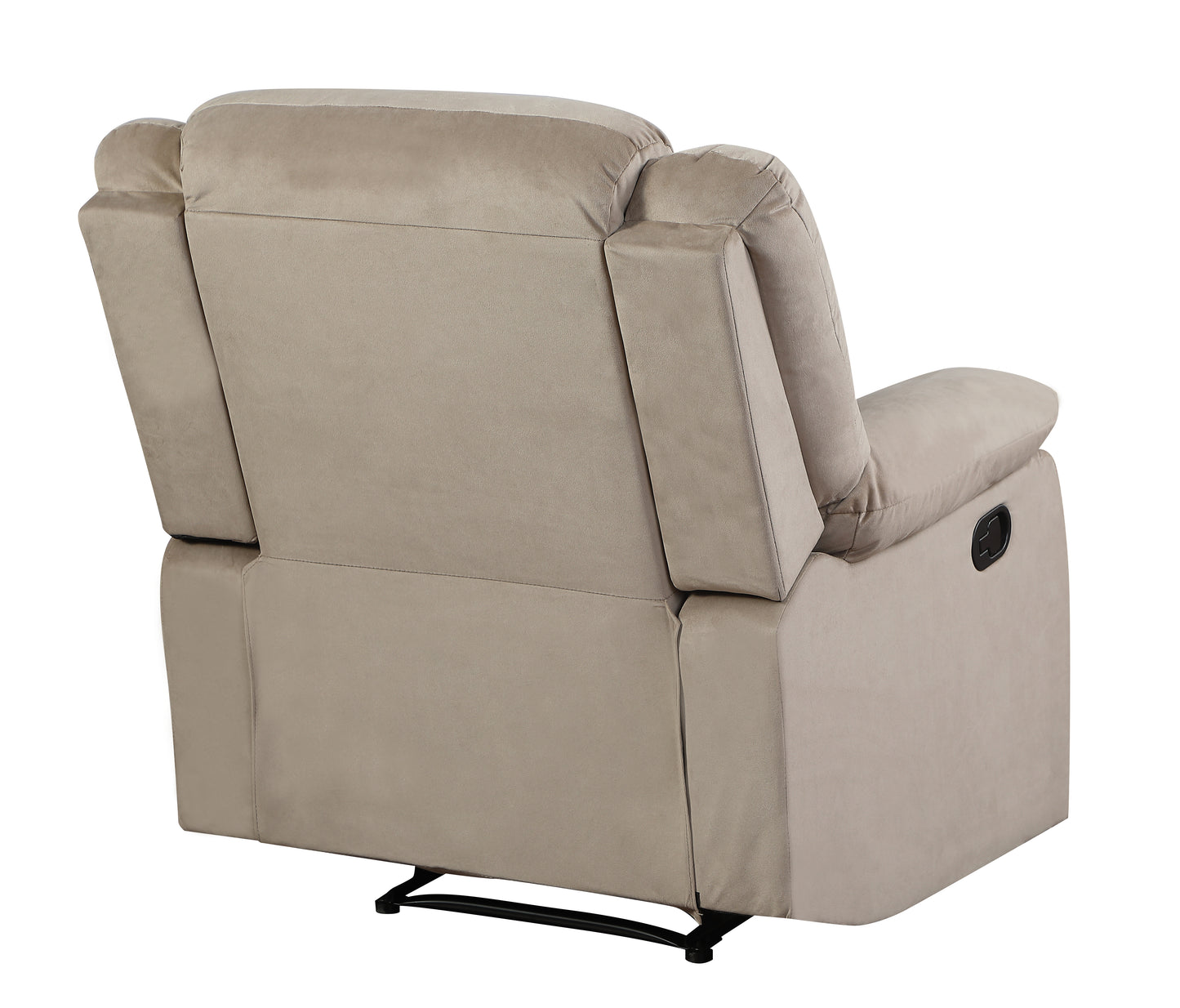 Tan microfiber recliner chair back view