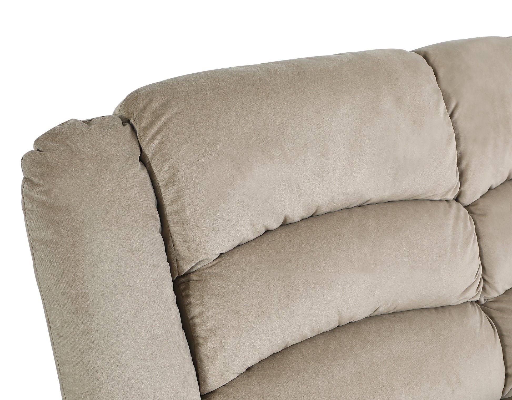 Tan velvet recliner armrest