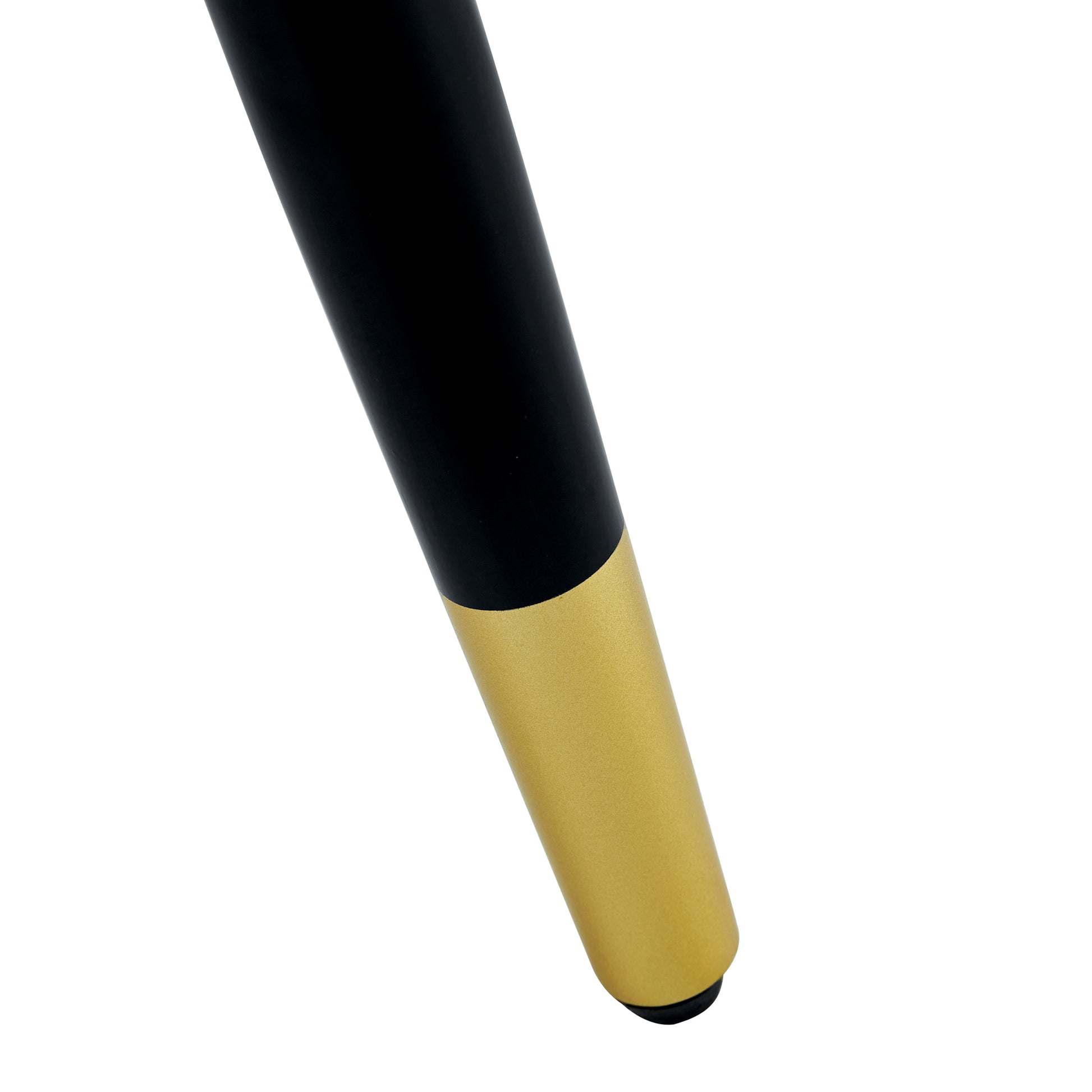 Black metal furniture leg with gold accent