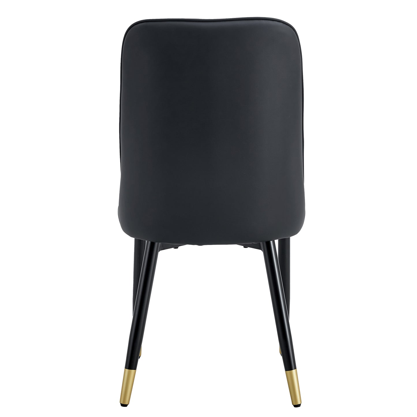 Black faux leather dining chair with gold accent legs