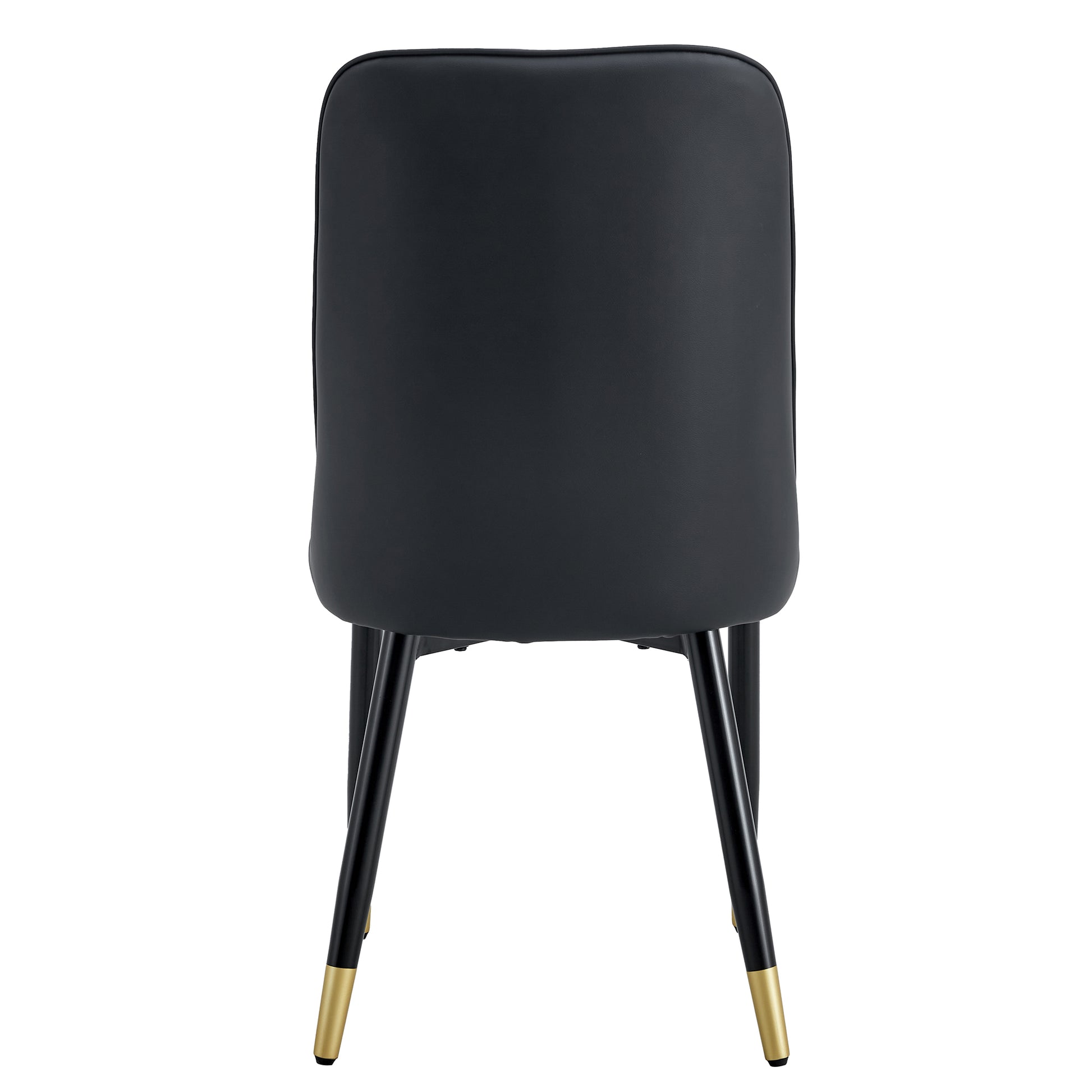 Black faux leather dining chair with gold accent legs
